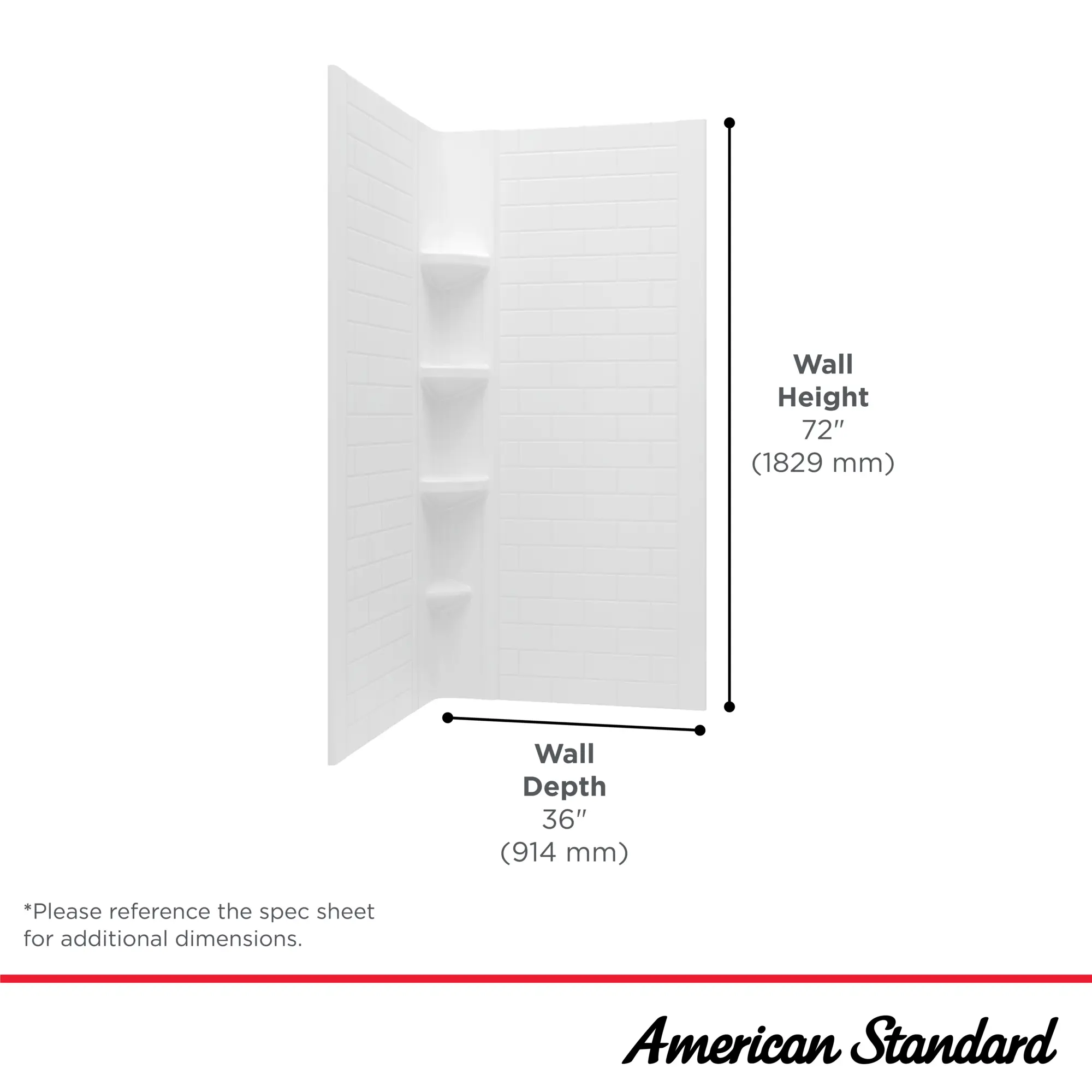 Elevate 36-In. x 36-In. x 72-In. Subway Pattern 2pc Shower Surround - Image 8