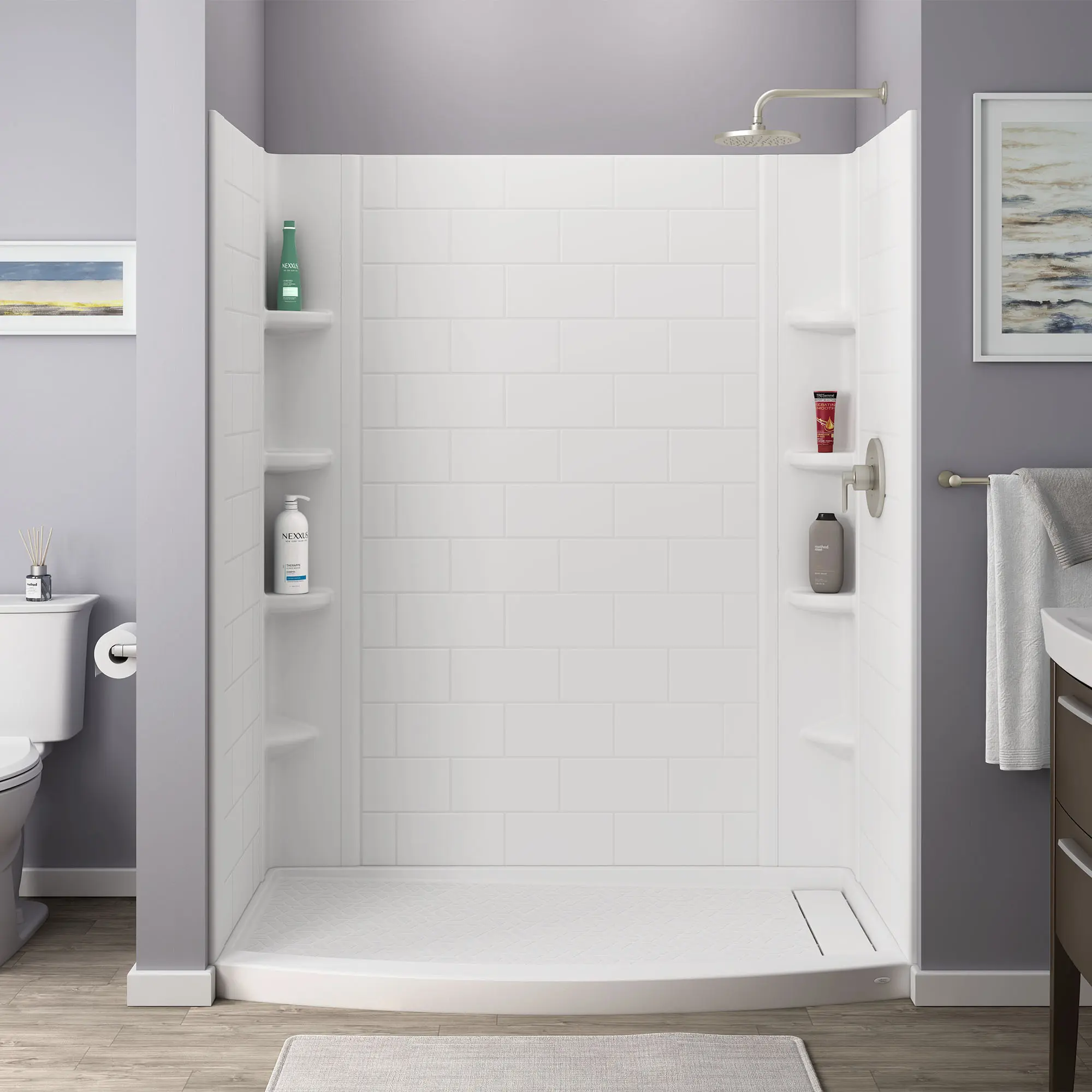 Elevate 60x72-inch Subway Pattern 3-Piece Shower Surround - Image 4