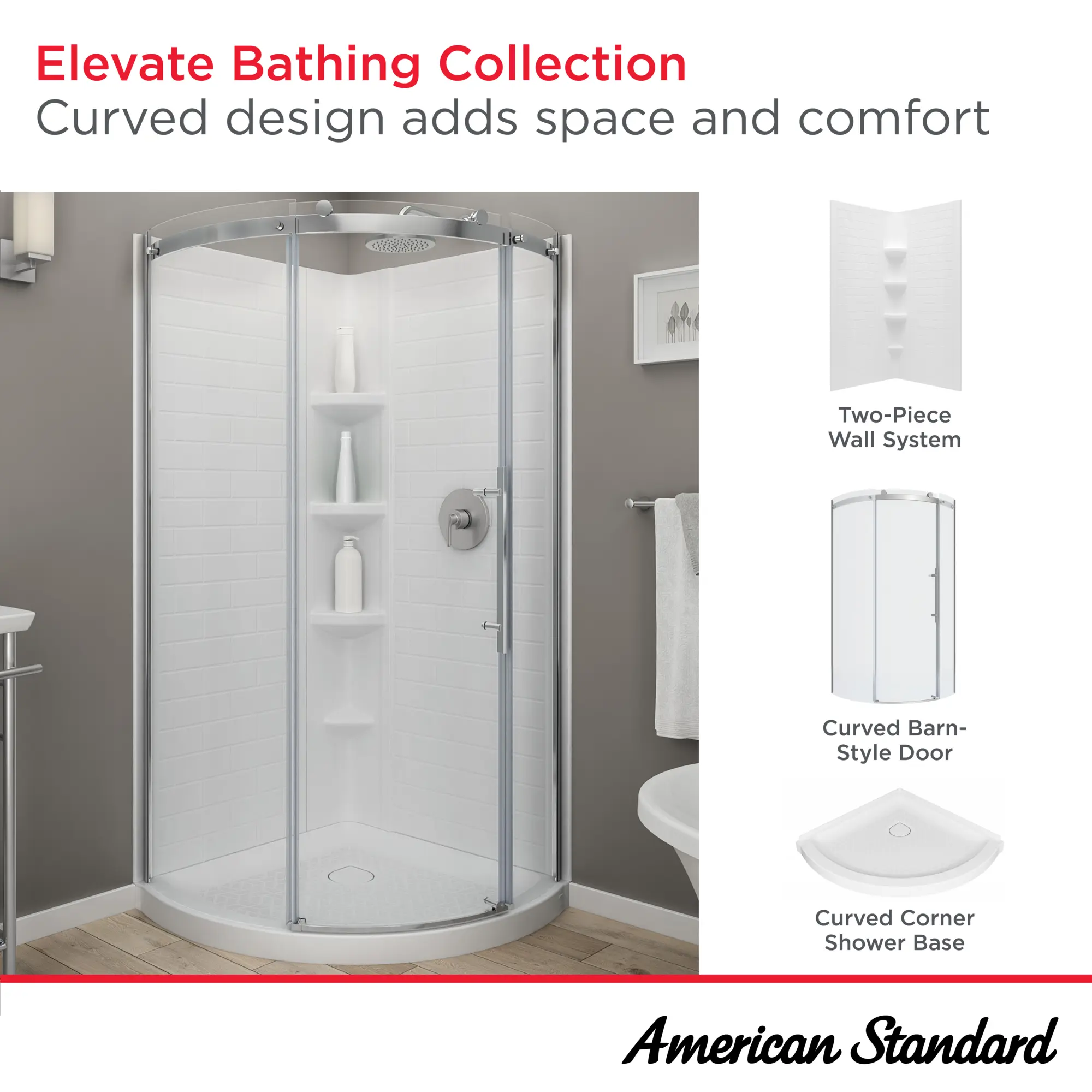 Elevate 72-Inch High Semi-Frameless Curved Corner Sliding Shower Door - Image 8