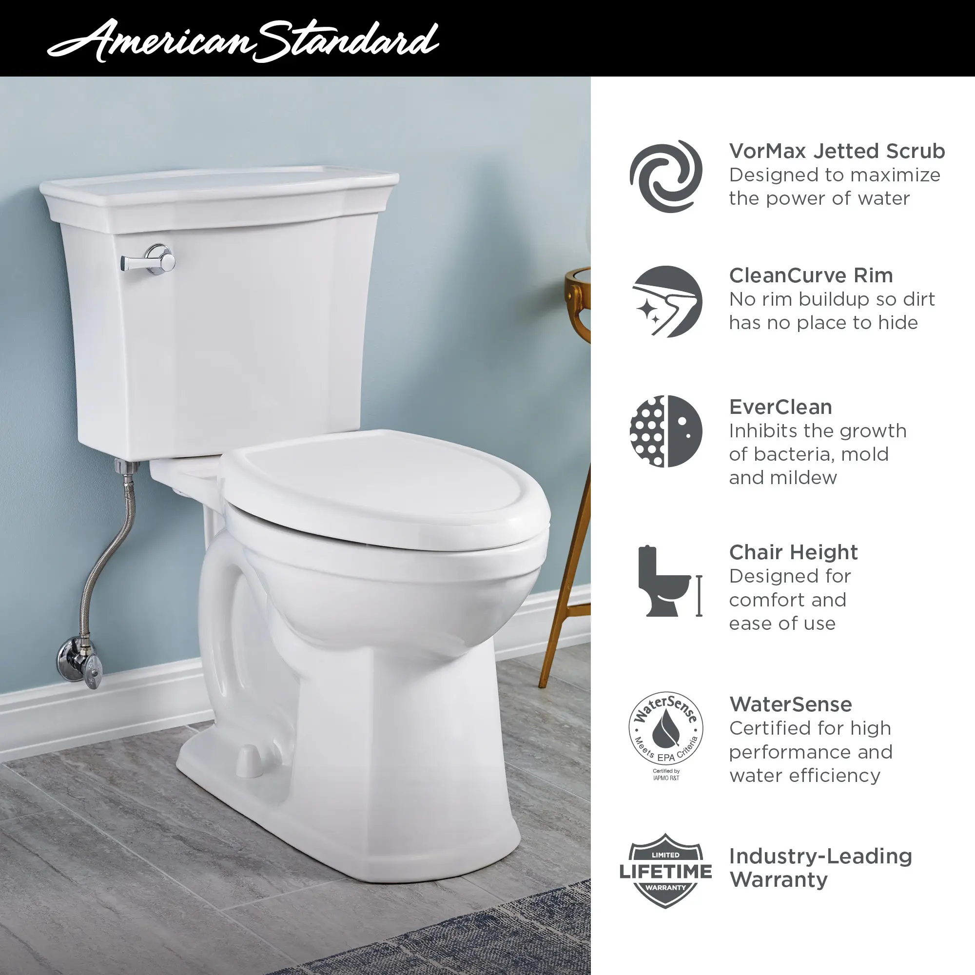 Estate® VorMax® Two-Piece 1.28 gpf/4.8 Lpf Chair Height Elongated Toilet Less Seat - Image 23