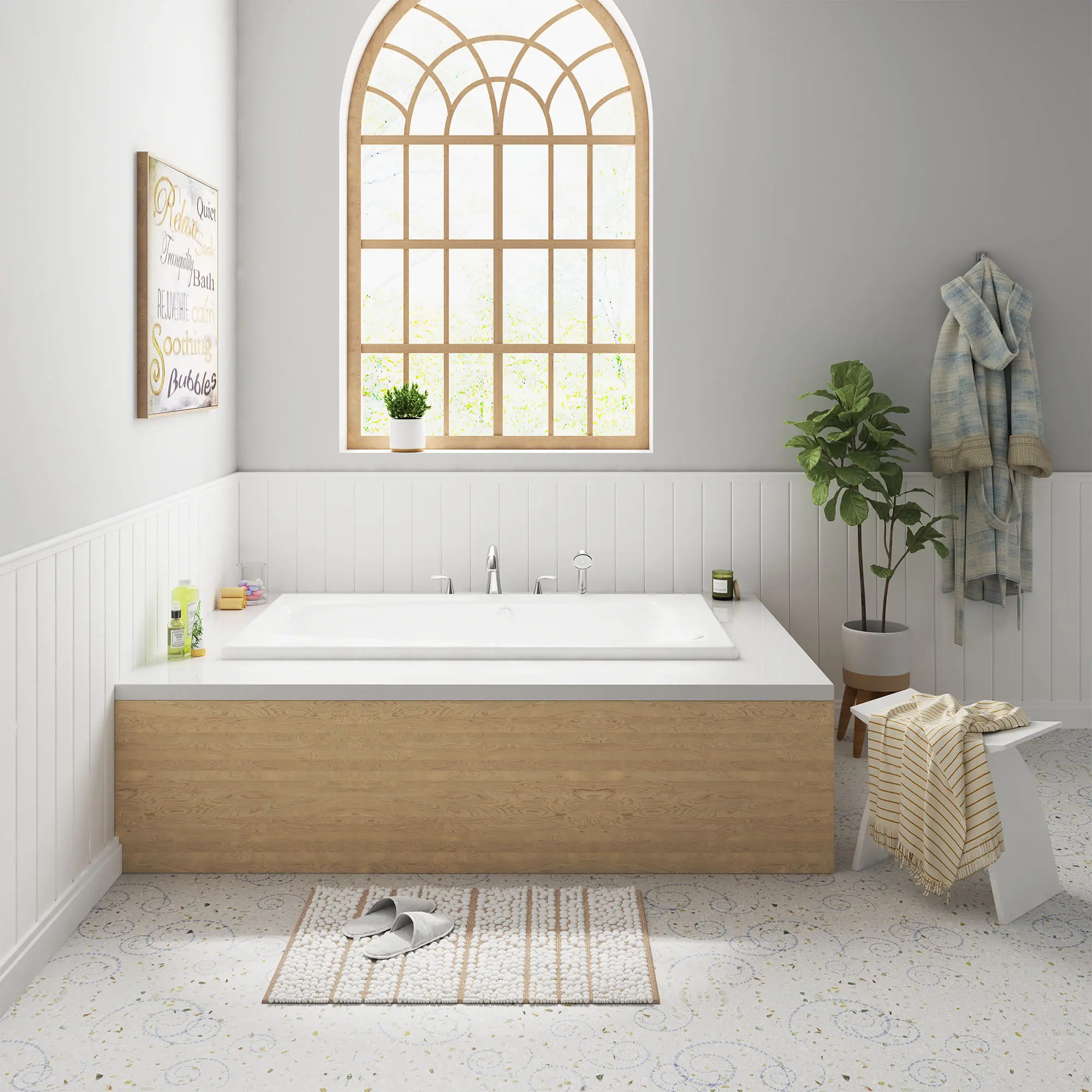 EverClean 60 in. Acrylic Rectangular Drop-In Whirlpool Bathtub - Image 3