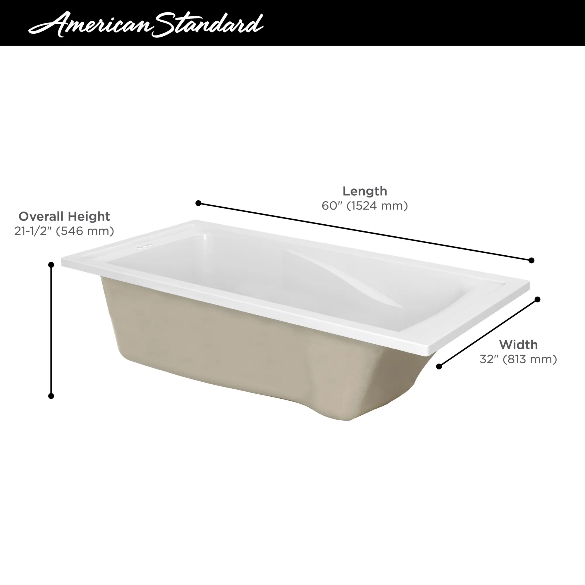 Evolution® 60 x 32-Inch Deep Soak® Drop-In Bathtub - Image 5