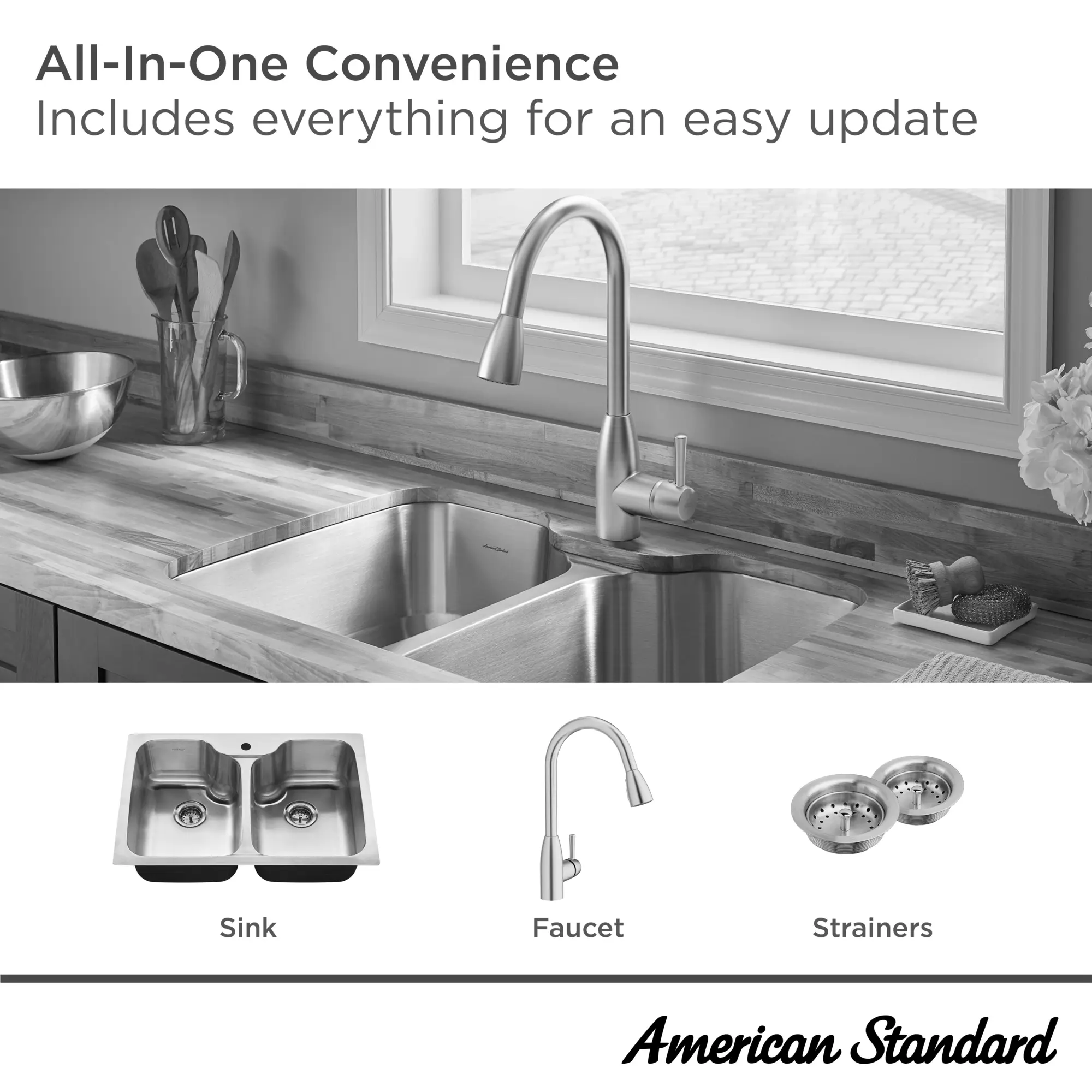 Fairacres® 33 x 22-Inch Stainless Steel 1-Hole Dual Mount Double Bowl Kitchen Sink with Pull-Down Faucet - Image 23