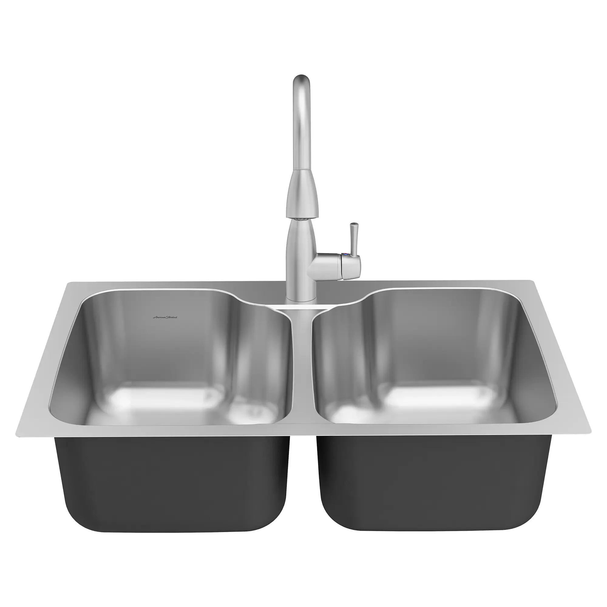 Fairacres® 33 x 22-Inch Stainless Steel 1-Hole Dual Mount Double Bowl Kitchen Sink with Pull-Down Faucet - Image 3