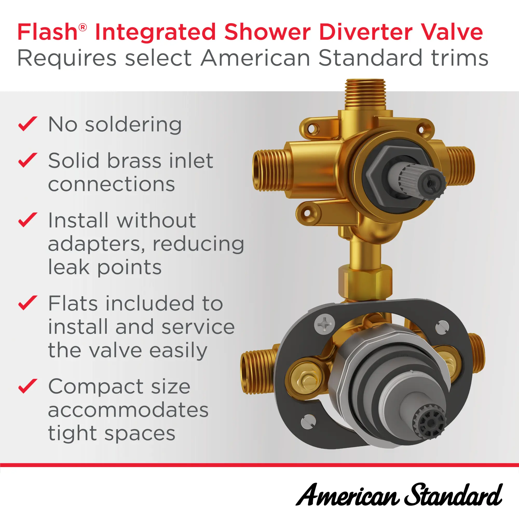 Flash® 3-Way Integrated Shower Diverter Rough-In Valve with Pressure Balance Valve Cartridge - Image 5