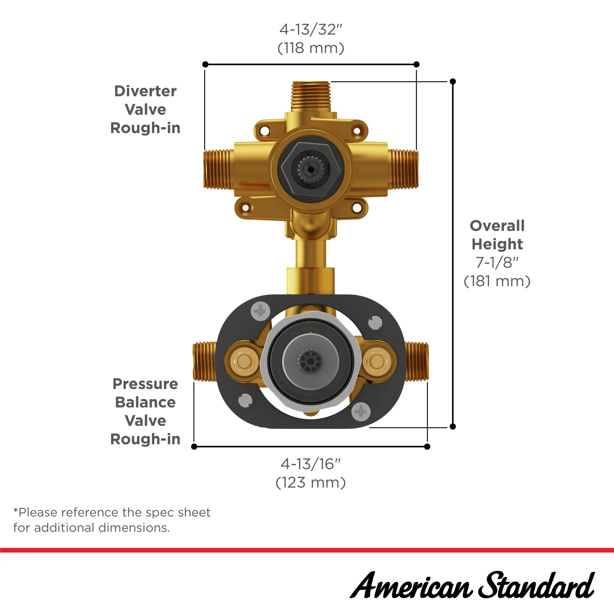 Flash® 3-Way Integrated Shower Diverter Rough-In Valve with Pressure Balance Valve Cartridge - Image 6