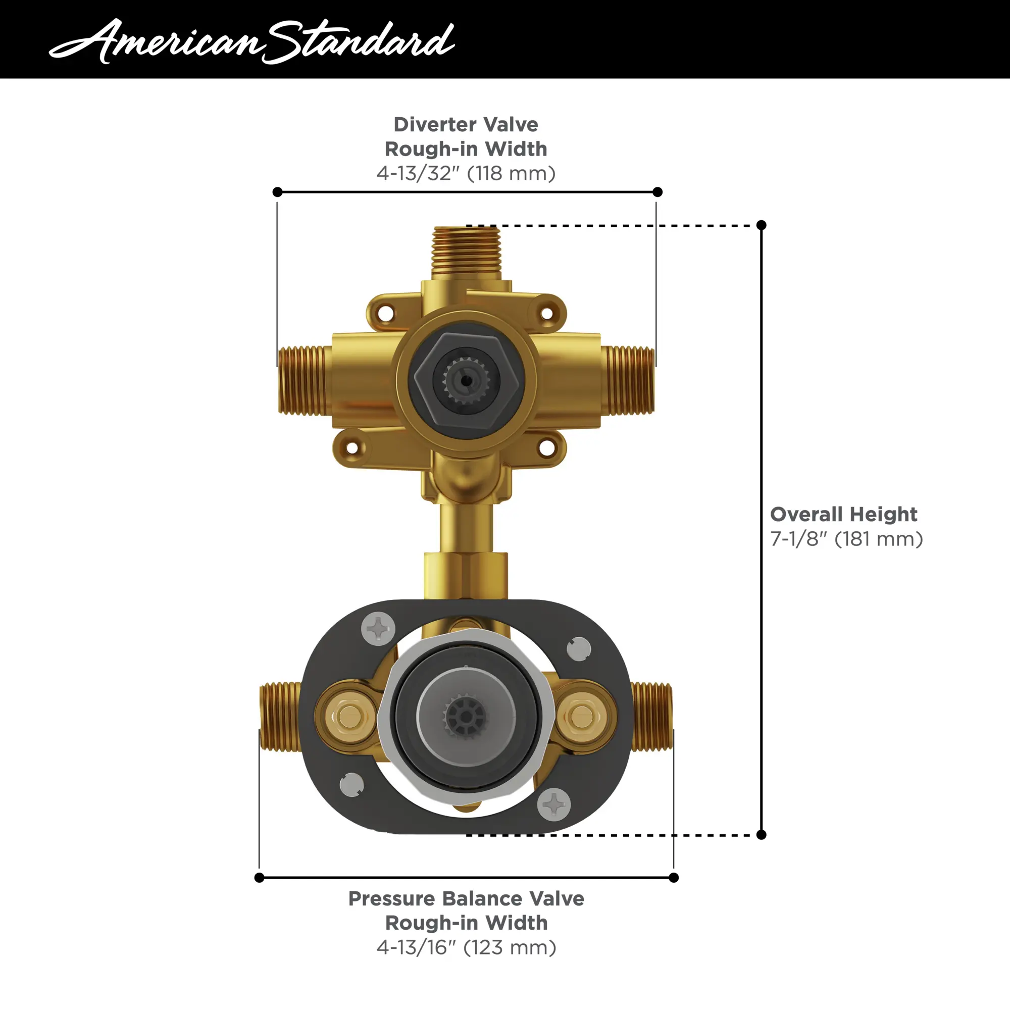 Flash® 3-Way Integrated Shower Diverter Rough-In Valve with Pressure Balance Valve Cartridge - Image 7