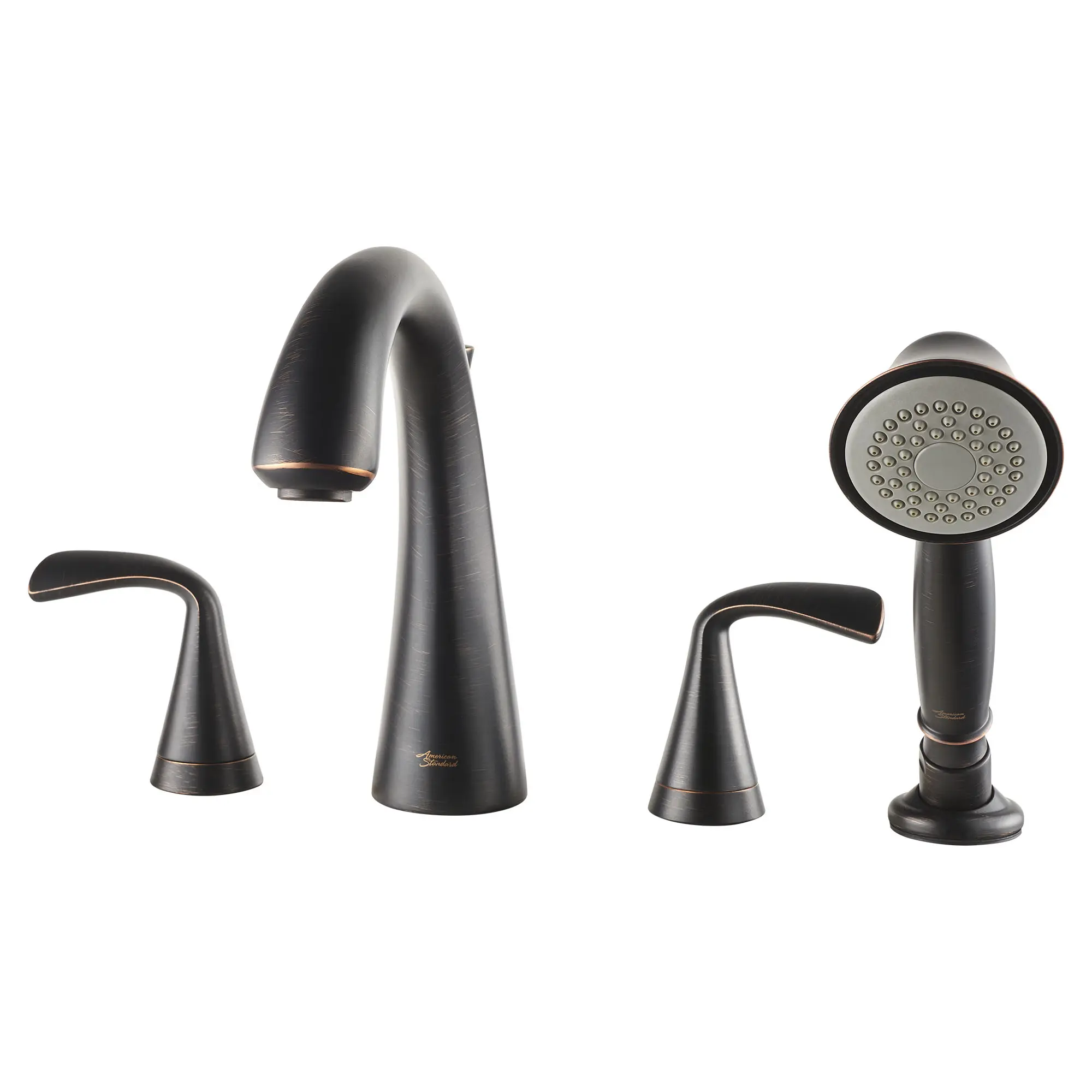 Fluent Bathtub Faucet with Personal Shower for Flash Rough-in Valve with Lever Handles - Image 4