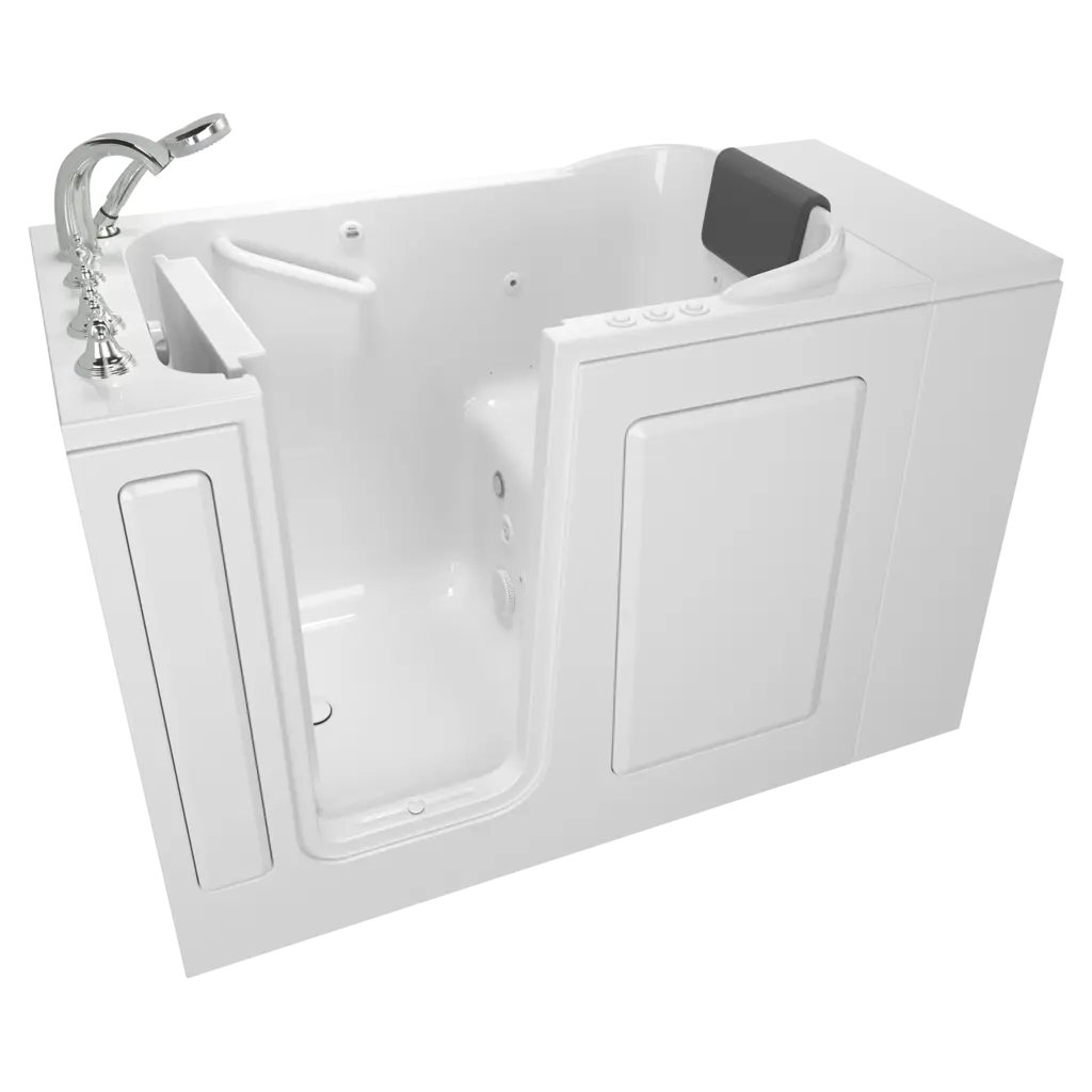 Gelcoat Premium Series 28 x 48-Inch Walk-in Tub With Combination Air Spa and Whirlpool Systems - Right-Hand Drain With Faucet