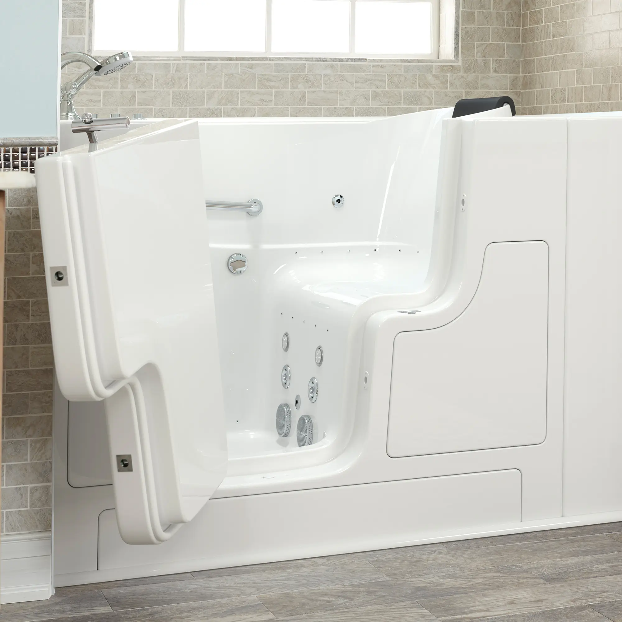 Gelcoat Premium Series 30 x 52 -Inch Walk-in Tub With Combination Air Spa and Whirlpool Systems - Left-Hand Drain With Faucet - Image 10