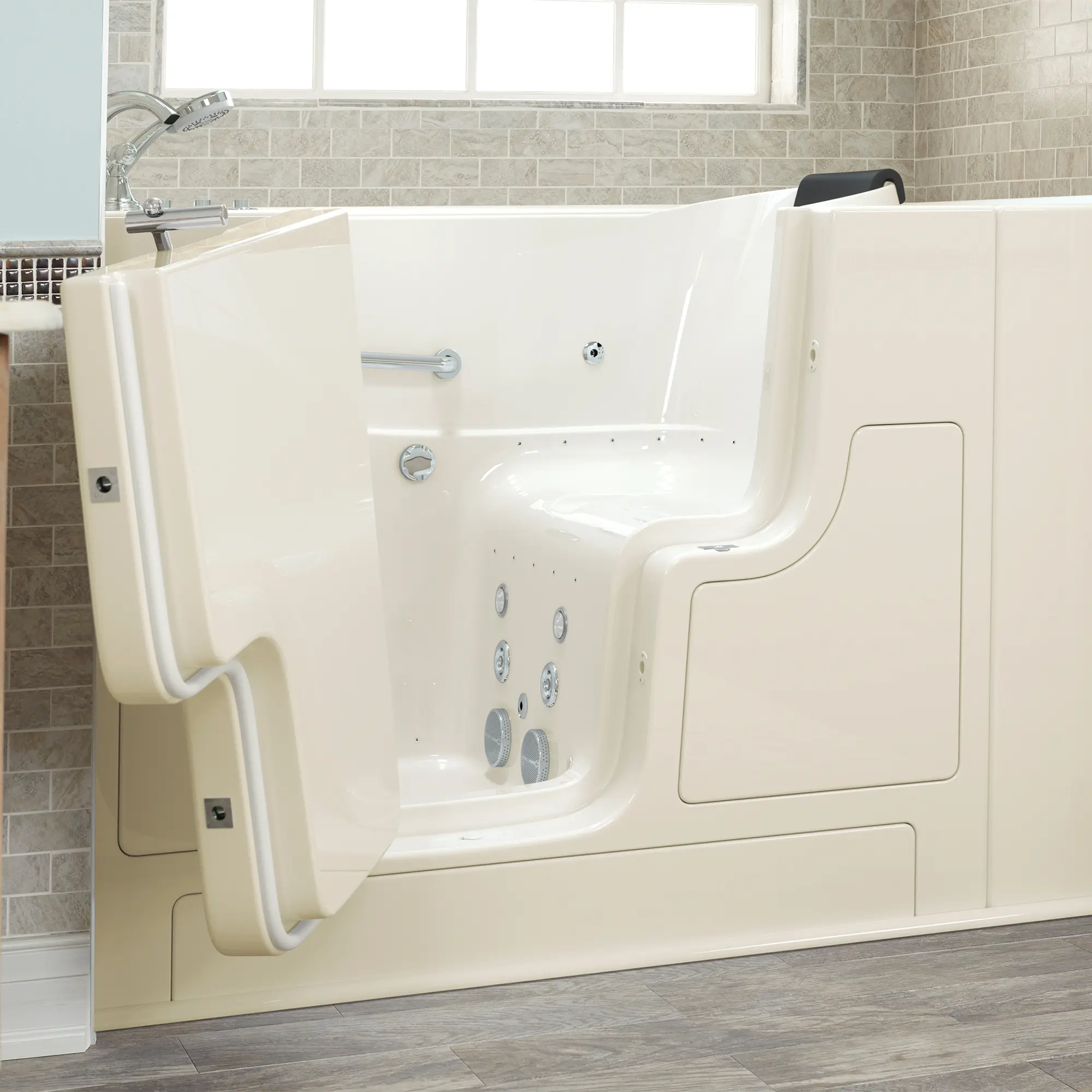 Gelcoat Premium Series 30 x 52 -Inch Walk-in Tub With Combination Air Spa and Whirlpool Systems - Left-Hand Drain With Faucet - Image 14