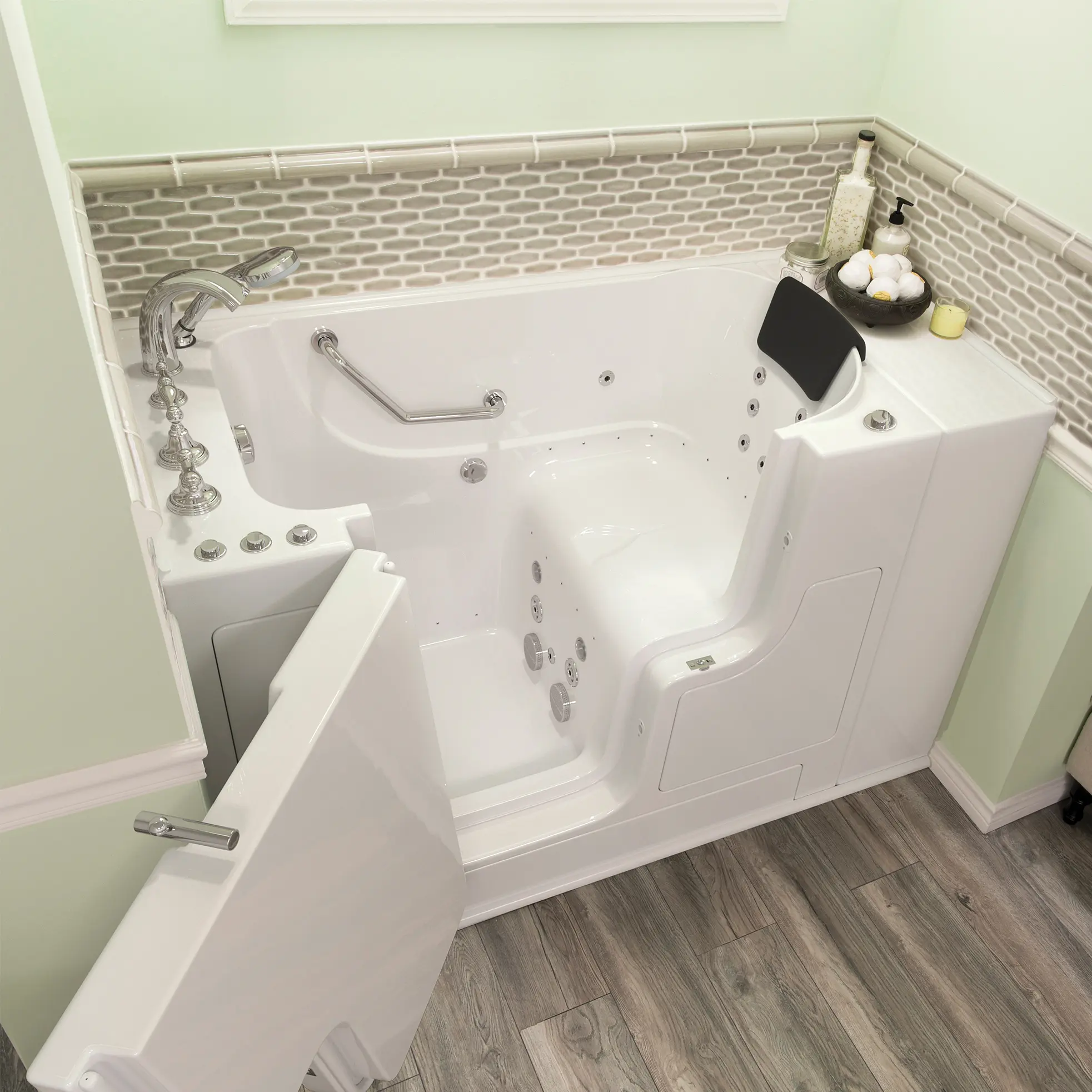 Gelcoat Premium Series 30 x 52 -Inch Walk-in Tub With Combination Air Spa and Whirlpool Systems - Left-Hand Drain With Faucet - Image 20