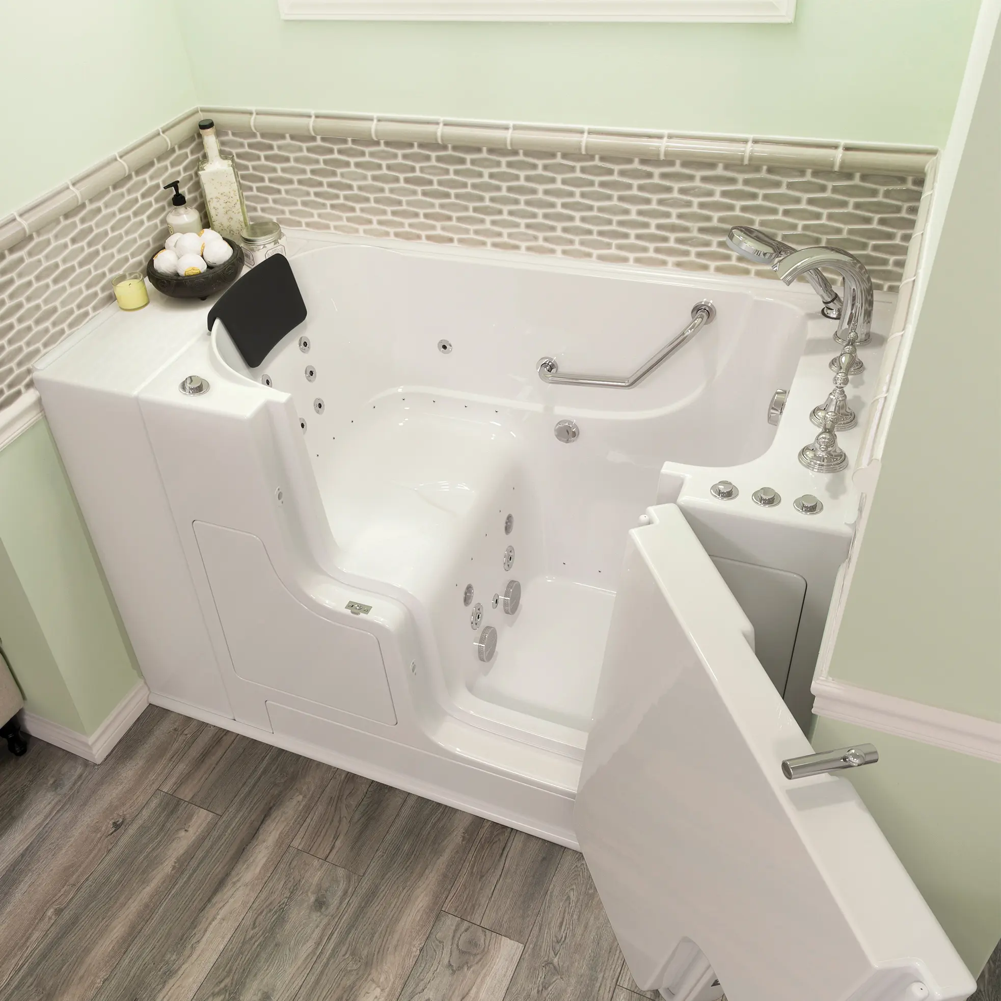Gelcoat Premium Series 30 x 52 -Inch Walk-in Tub With Combination Air Spa and Whirlpool Systems - Right-Hand Drain With Faucet - Image 20
