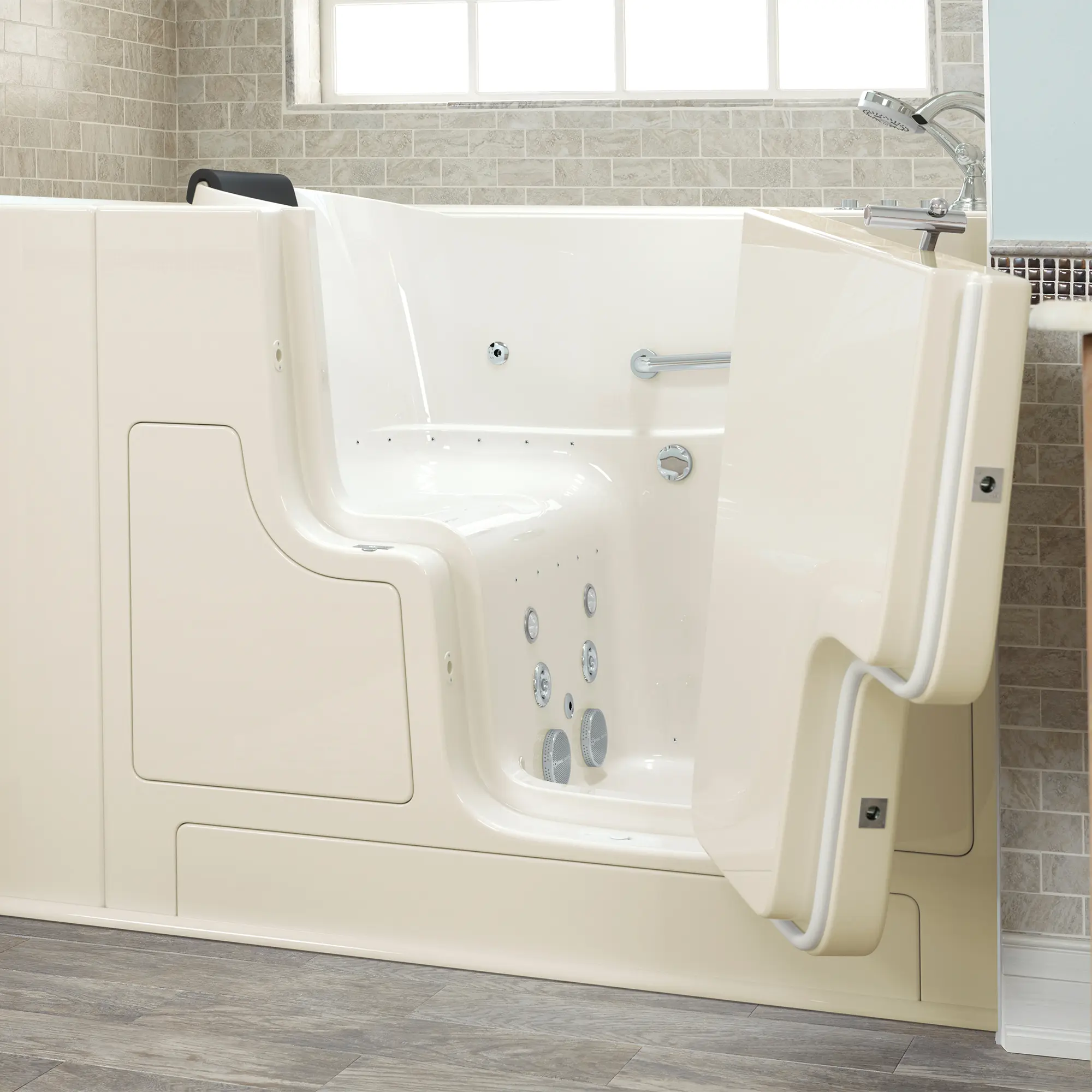 Gelcoat Premium Series 30 x 52 -Inch Walk-in Tub With Combination Air Spa and Whirlpool Systems - Right-Hand Drain With Faucet - Image 5