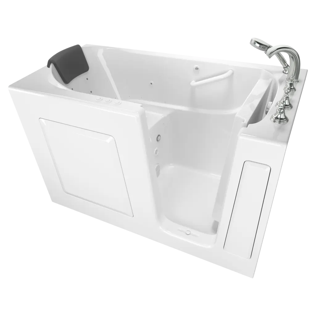Gelcoat Premium Series 30 x 60 -Inch Walk-in Tub With Combination Air Spa and Whirlpool Systems - Right-Hand Drain With Faucet