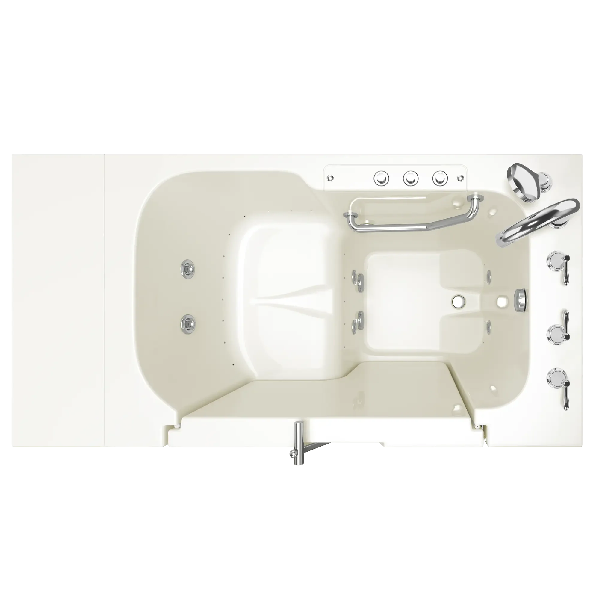 Gelcoat Premium Series 32 in. x 52 in. Outward Opening Door Walk-In Bathtub with Air Spa and Whirlpool system