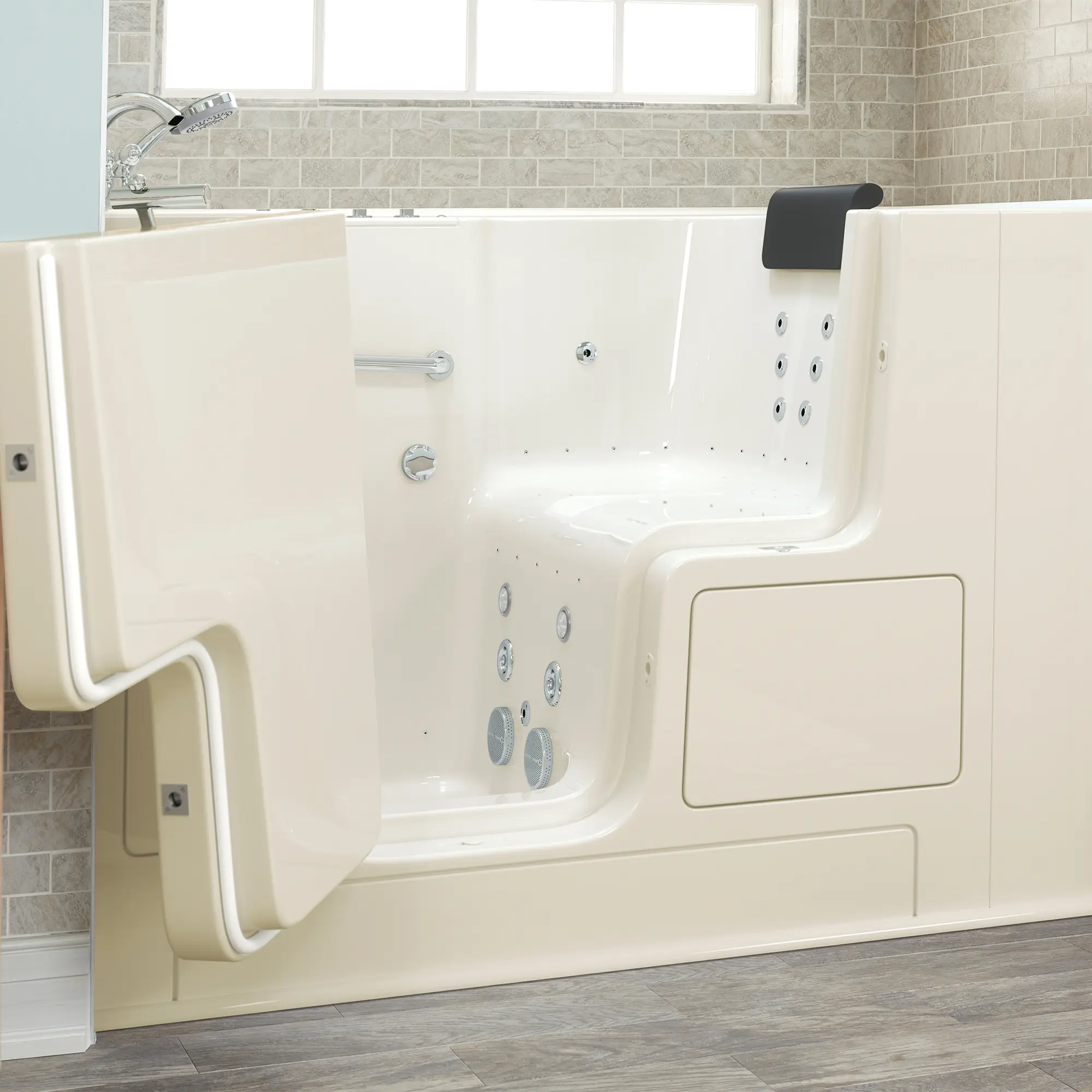 Gelcoat Premium Series 32 x 52 -Inch Walk-in Tub With Combination Air Spa and Whirlpool Systems - Left-Hand Drain With Faucet - Image 6