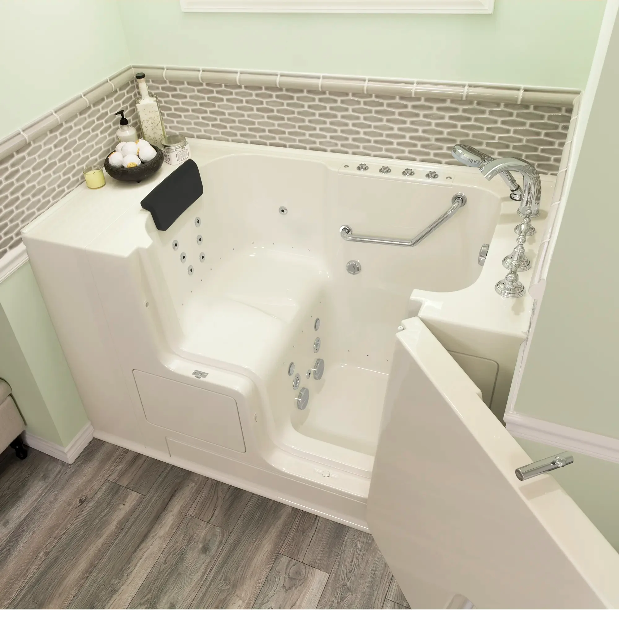 Gelcoat Premium Series 32 x 52 -Inch Walk-in Tub With Combination Air Spa and Whirlpool Systems - Right-Hand Drain With Faucet - Image 15