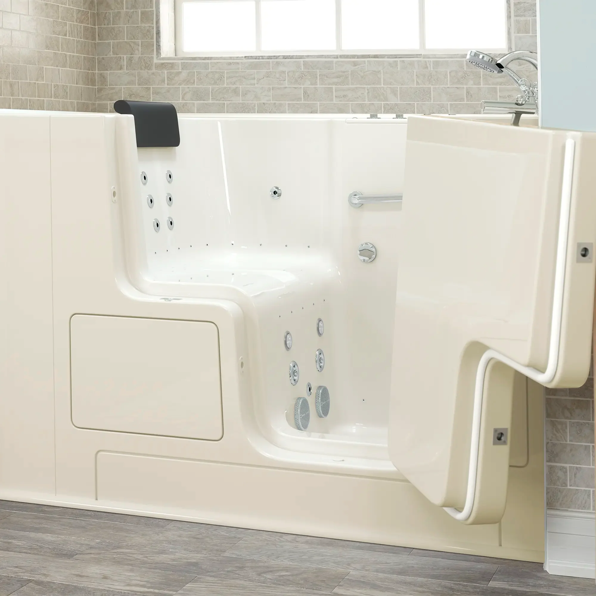 Gelcoat Premium Series 32 x 52 -Inch Walk-in Tub With Combination Air Spa and Whirlpool Systems - Right-Hand Drain With Faucet - Image 16