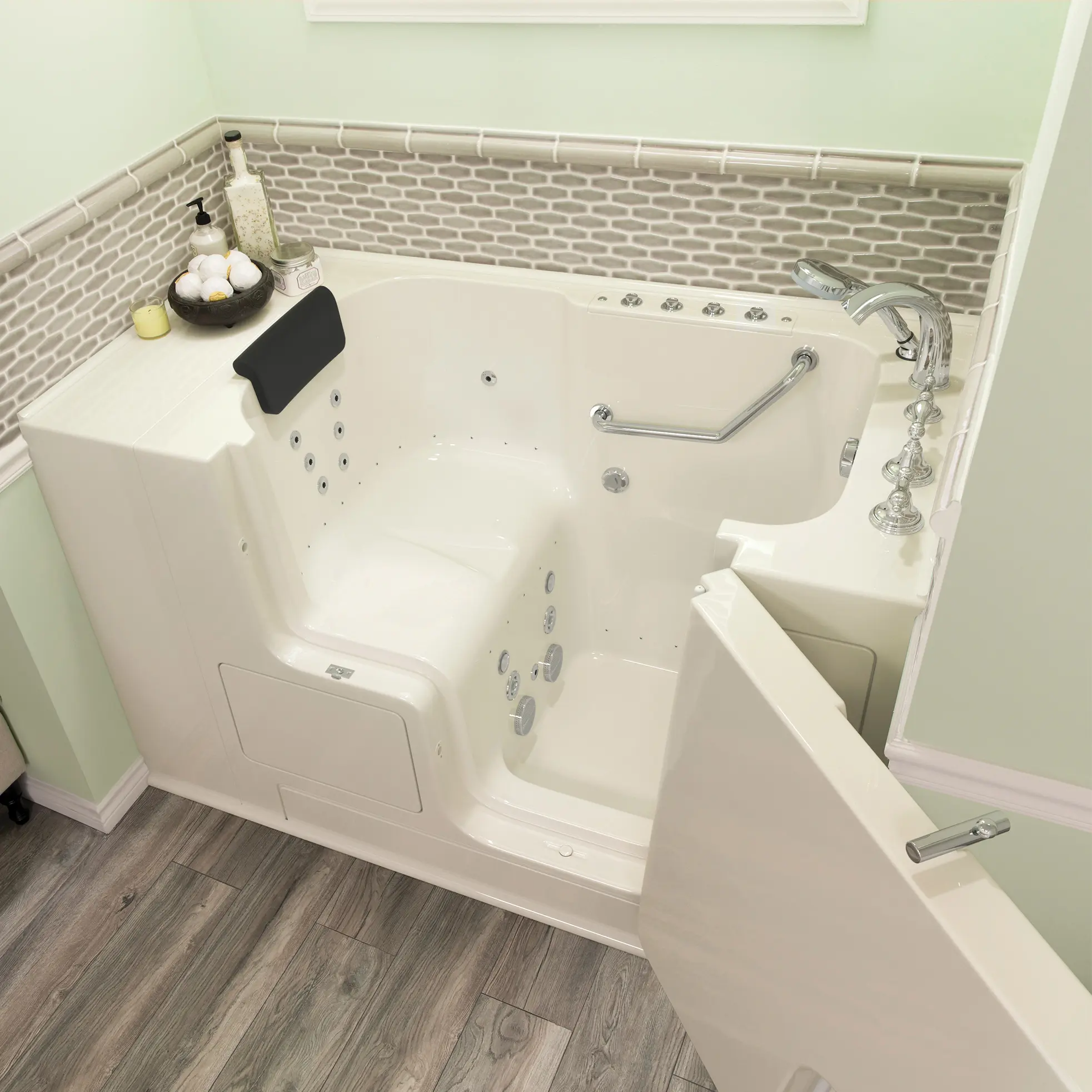 Gelcoat Premium Series 32 x 52 -Inch Walk-in Tub With Combination Air Spa and Whirlpool Systems - Right-Hand Drain With Faucet - Image 20