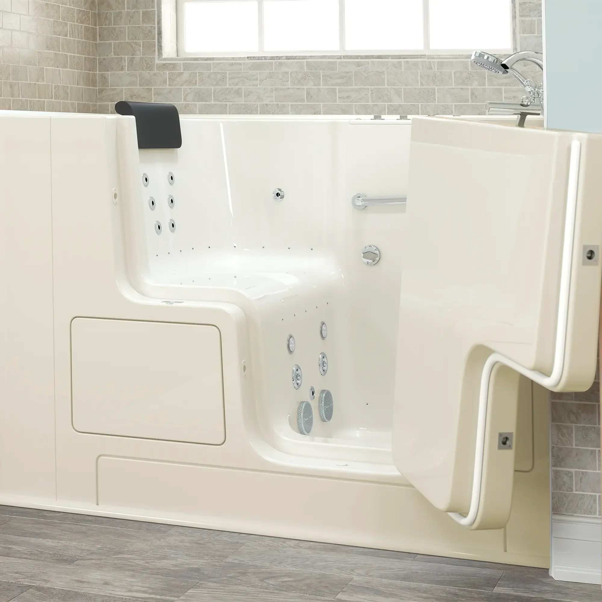 Gelcoat Premium Series 32 x 52 -Inch Walk-in Tub With Combination Air Spa and Whirlpool Systems - Right-Hand Drain With Faucet - Image 23