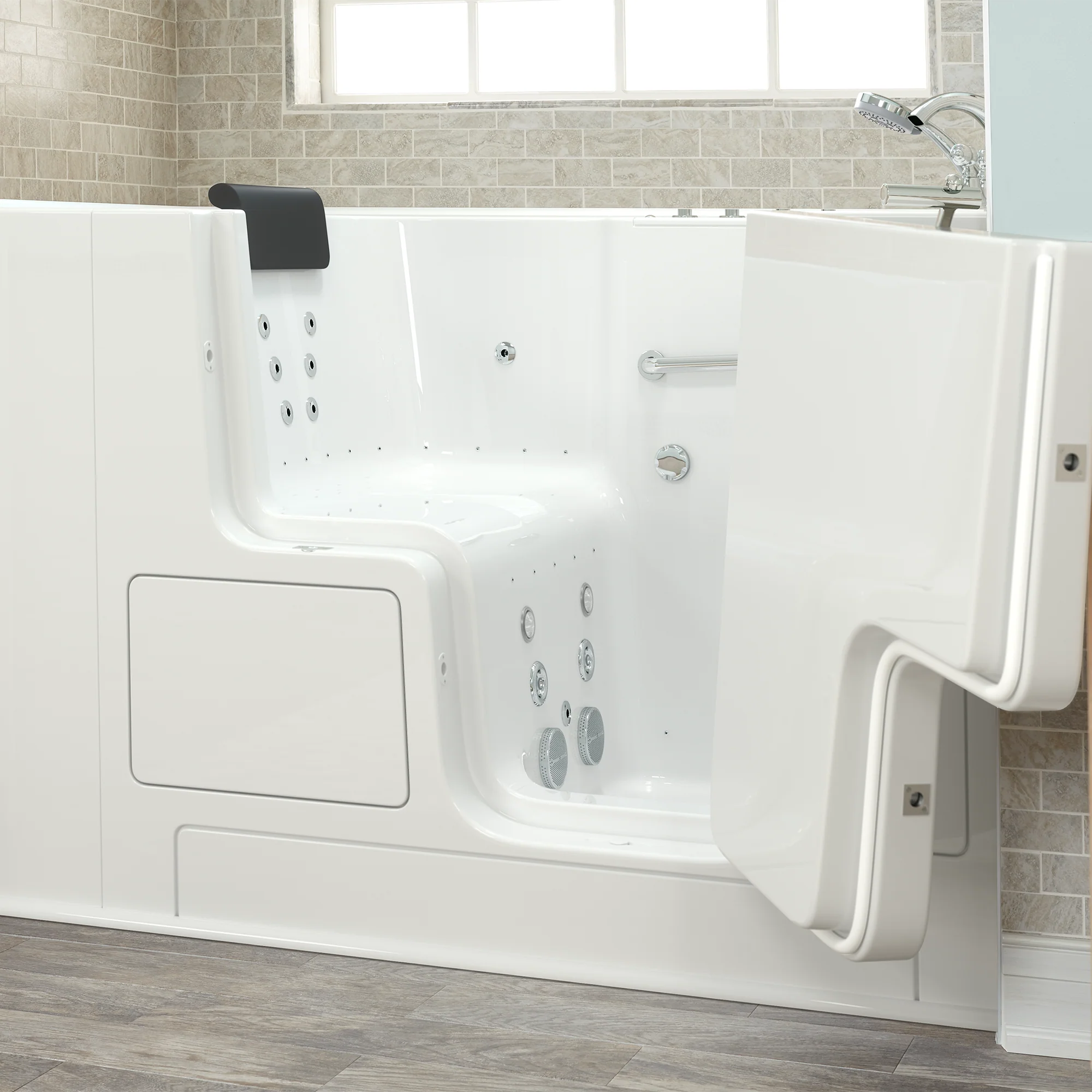 Gelcoat Premium Series 32 x 52 -Inch Walk-in Tub With Combination Air Spa and Whirlpool Systems - Right-Hand Drain With Faucet - Image 29