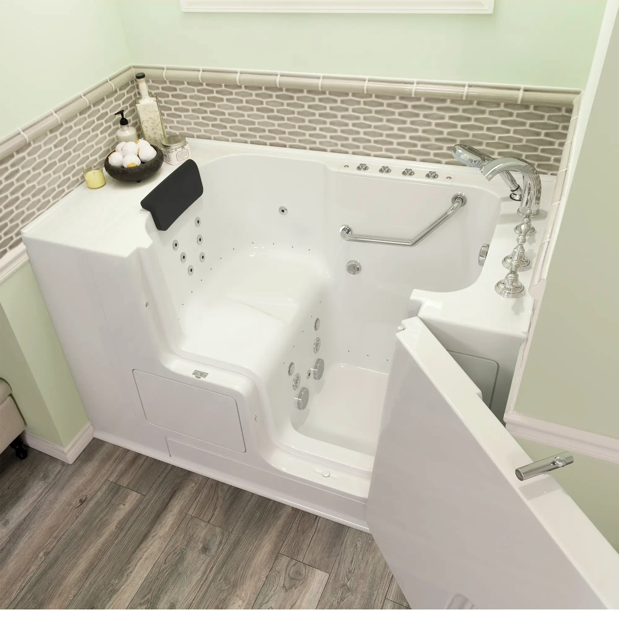 Gelcoat Premium Series 32 x 52 -Inch Walk-in Tub With Combination Air Spa and Whirlpool Systems - Right-Hand Drain With Faucet - Image 6