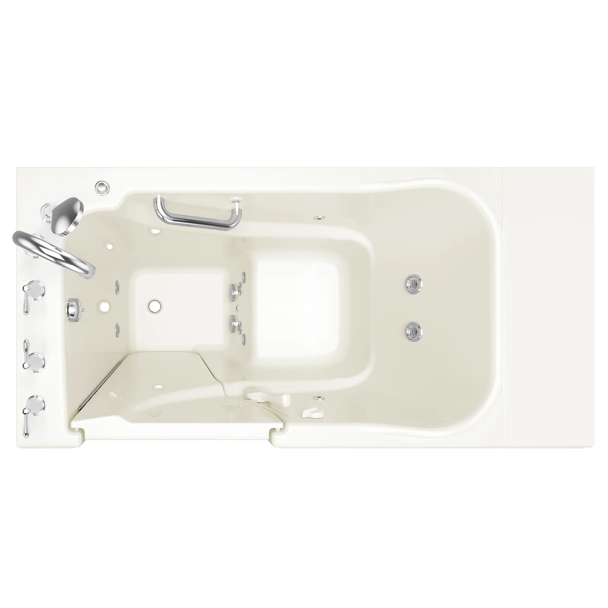 Gelcoat Value Series 30x52 Inch Walk-In Bathtub with Whirlpool Massage System - Left Hand Door and Drain