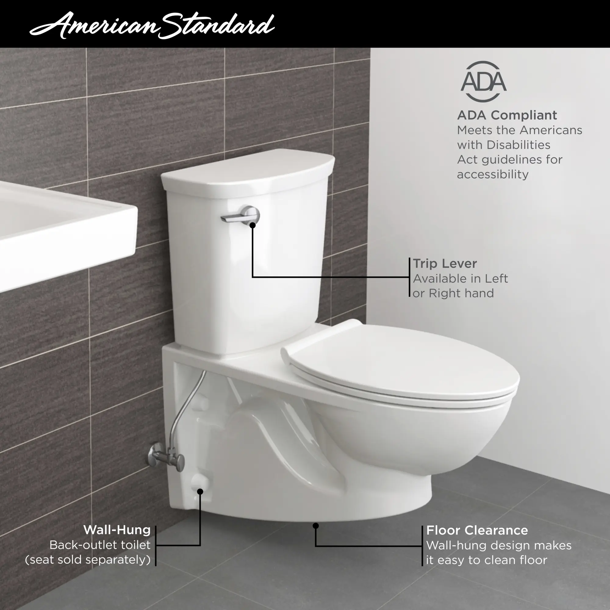 Glenwall® VorMax® Two-Piece 1.28 gpf/4.8 Lpf Right-Hand Trip Lever Back Outlet Elongated Wall-Hung EverClean® Toilet - Image 18