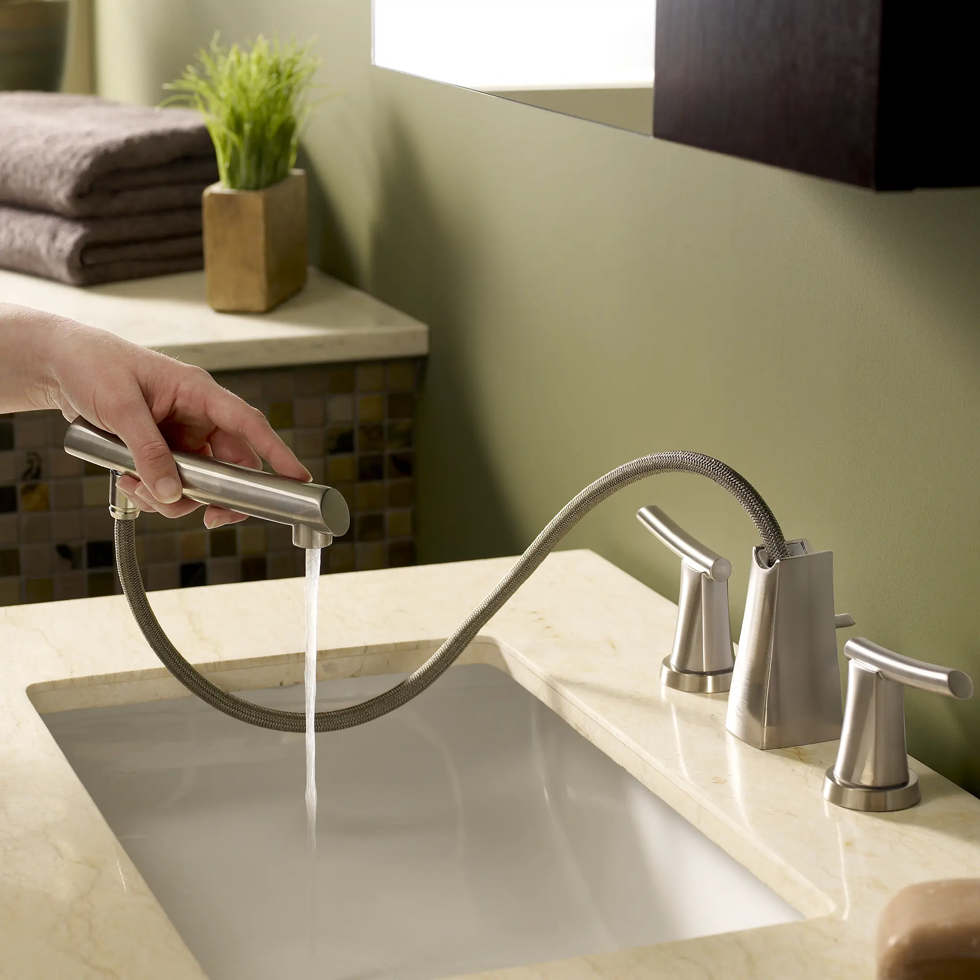 Green Tea 8 Inch Widespread Pull-Out Bathroom Faucet - Image 11