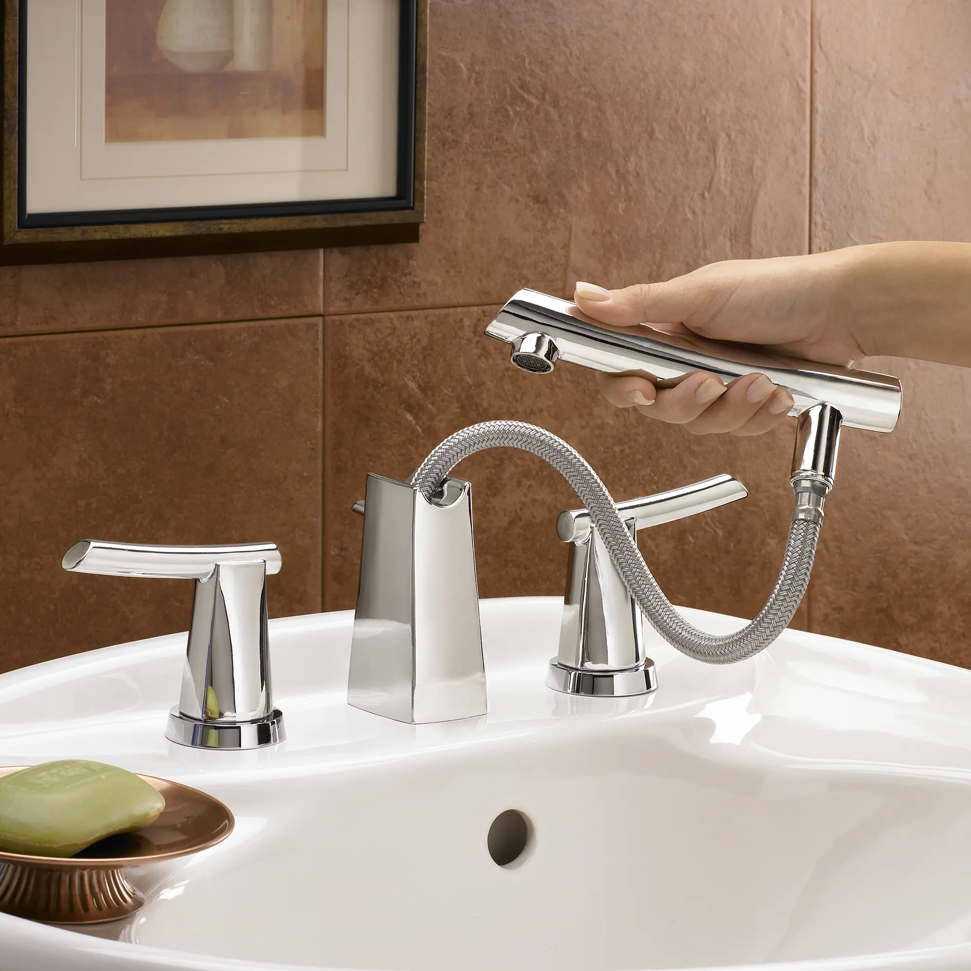 Green Tea 8 Inch Widespread Pull-Out Bathroom Faucet - Image 12