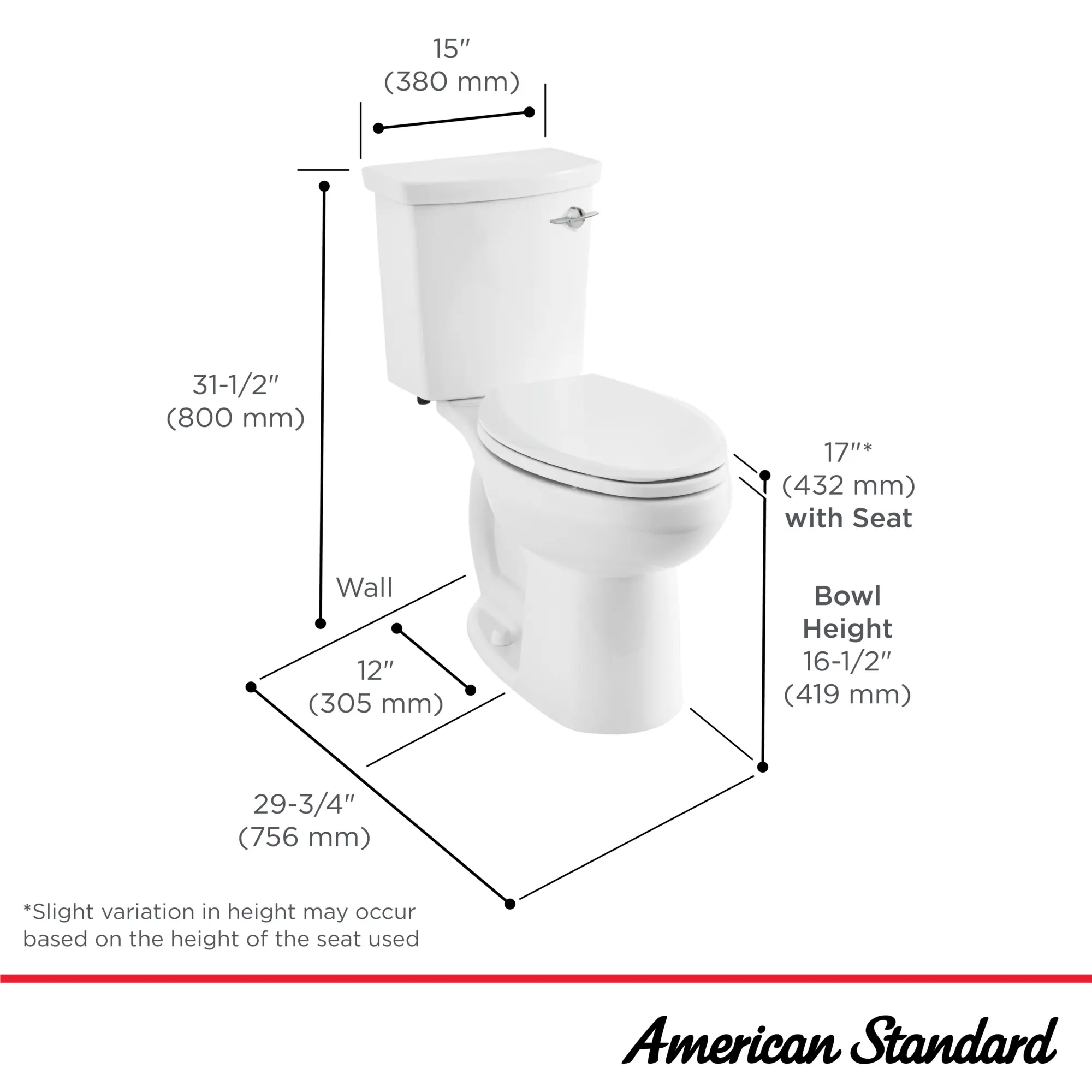 H2Option® ADA Two-Piece Dual Flush 1.28 gpf/4.8 Lpf and 0.92 gpf/3.5 Lpf Chair Height Right-Hand Trip Lever Elongated Toilet Less Seat - Image 17