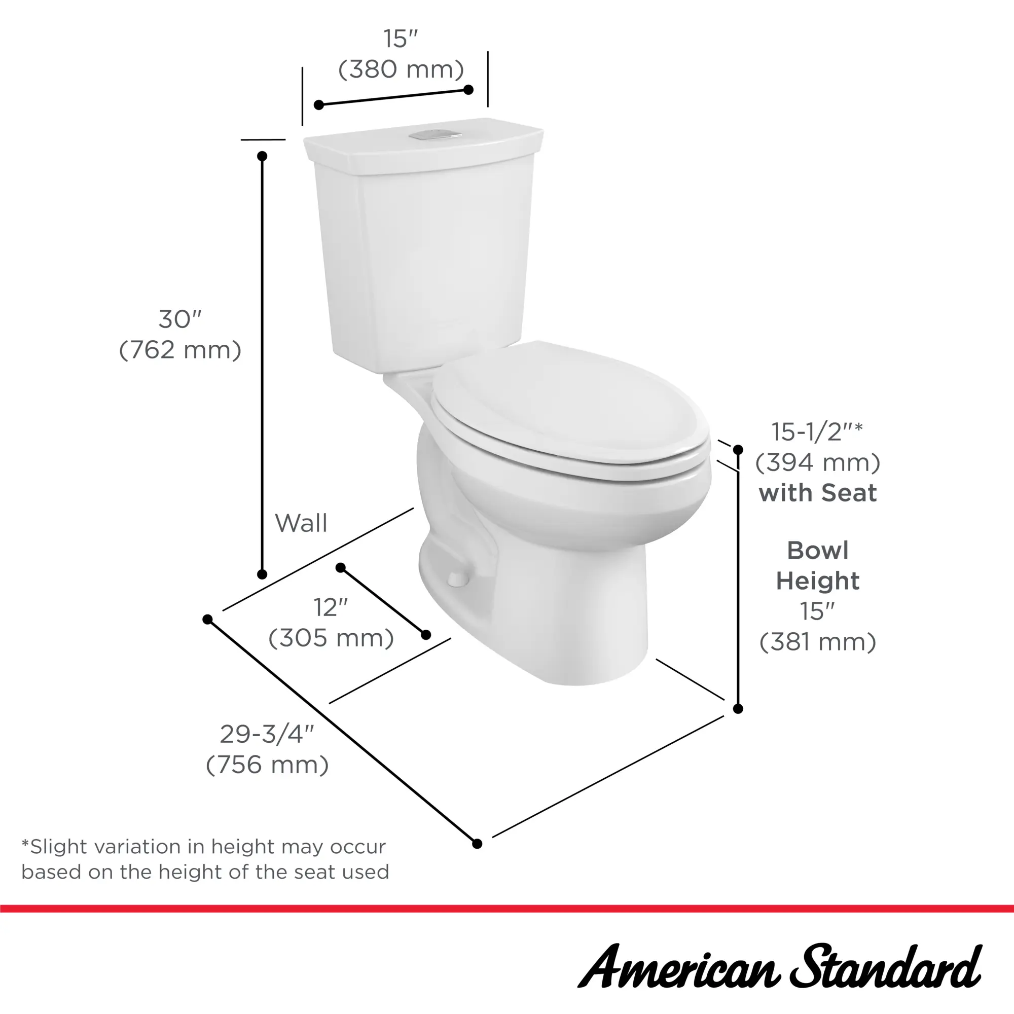 H2Option® Two-Piece Dual Flush 1.28 gpf/4.8 Lpf and 0.92 gpf/3.5 Lpf Standard Height Elongated Toilet Less Seat - Image 16