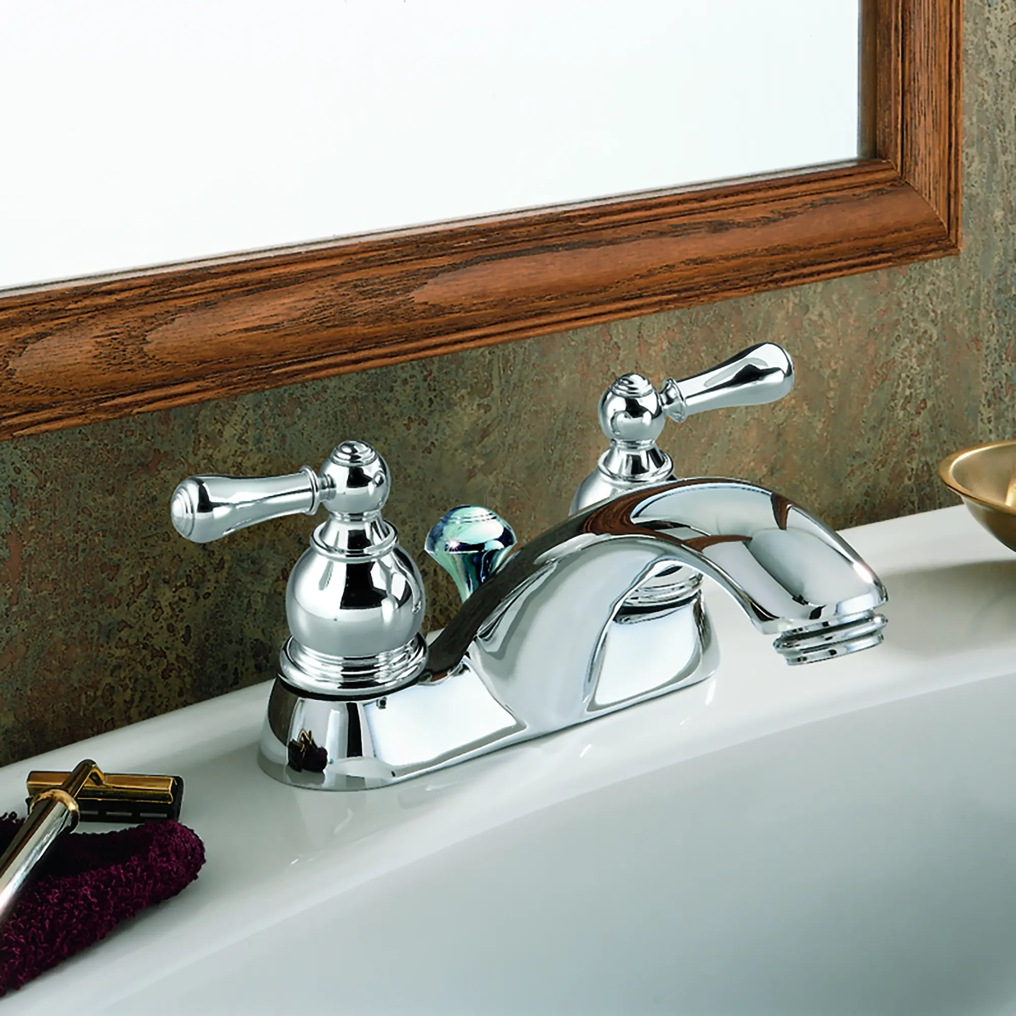 Hampton 4-In. Centerset 2-Handle Bathroom Faucet 1.2 GPM with Metal Lever Handles - Image 3