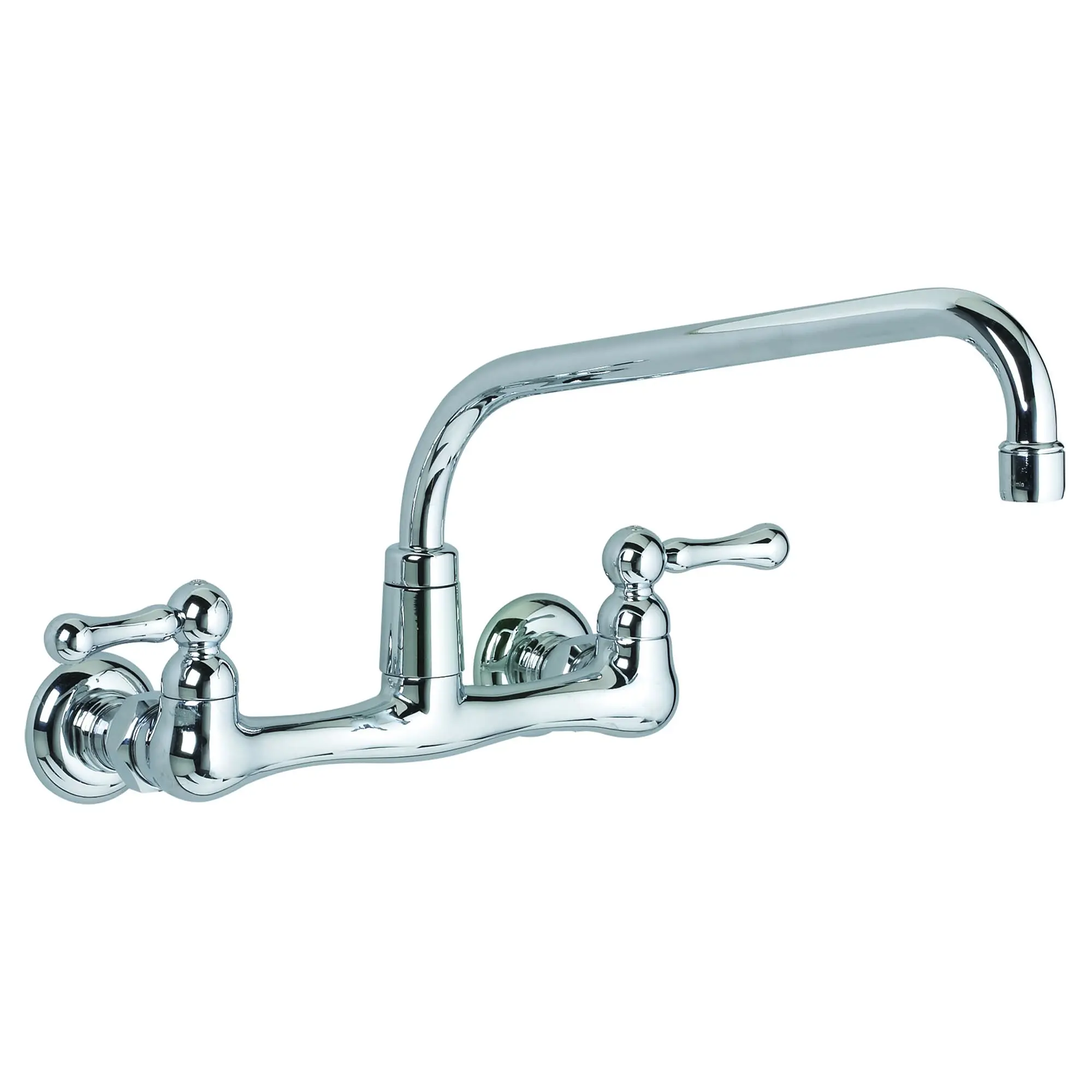 Heritage® Wall Mount Faucet With 8-Inch Tubular Brass Swivel Spout With Lever Handles