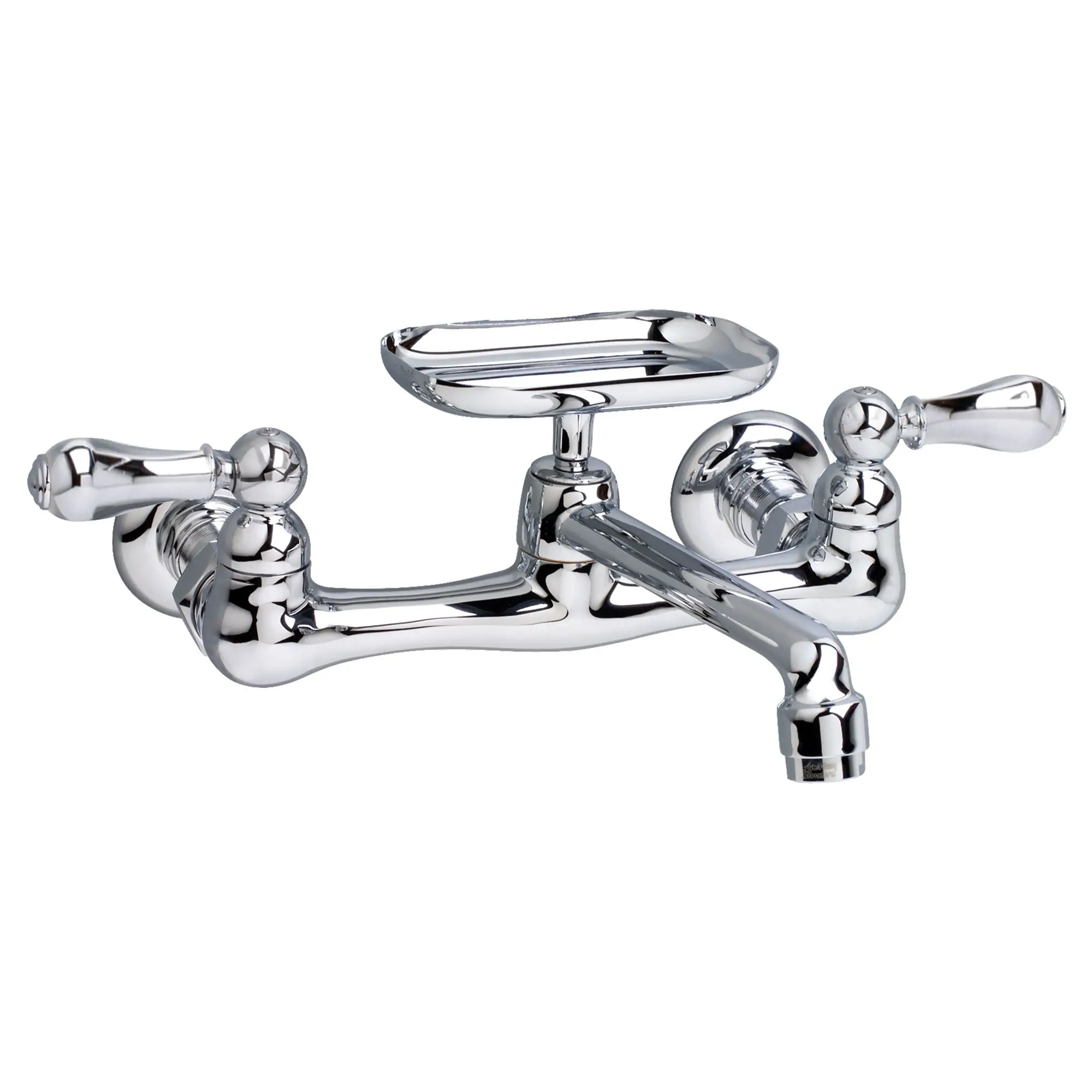 Heritage® Wall Mount Faucet With Cast Spout With Lever Handles and Soap Dish - Image 2