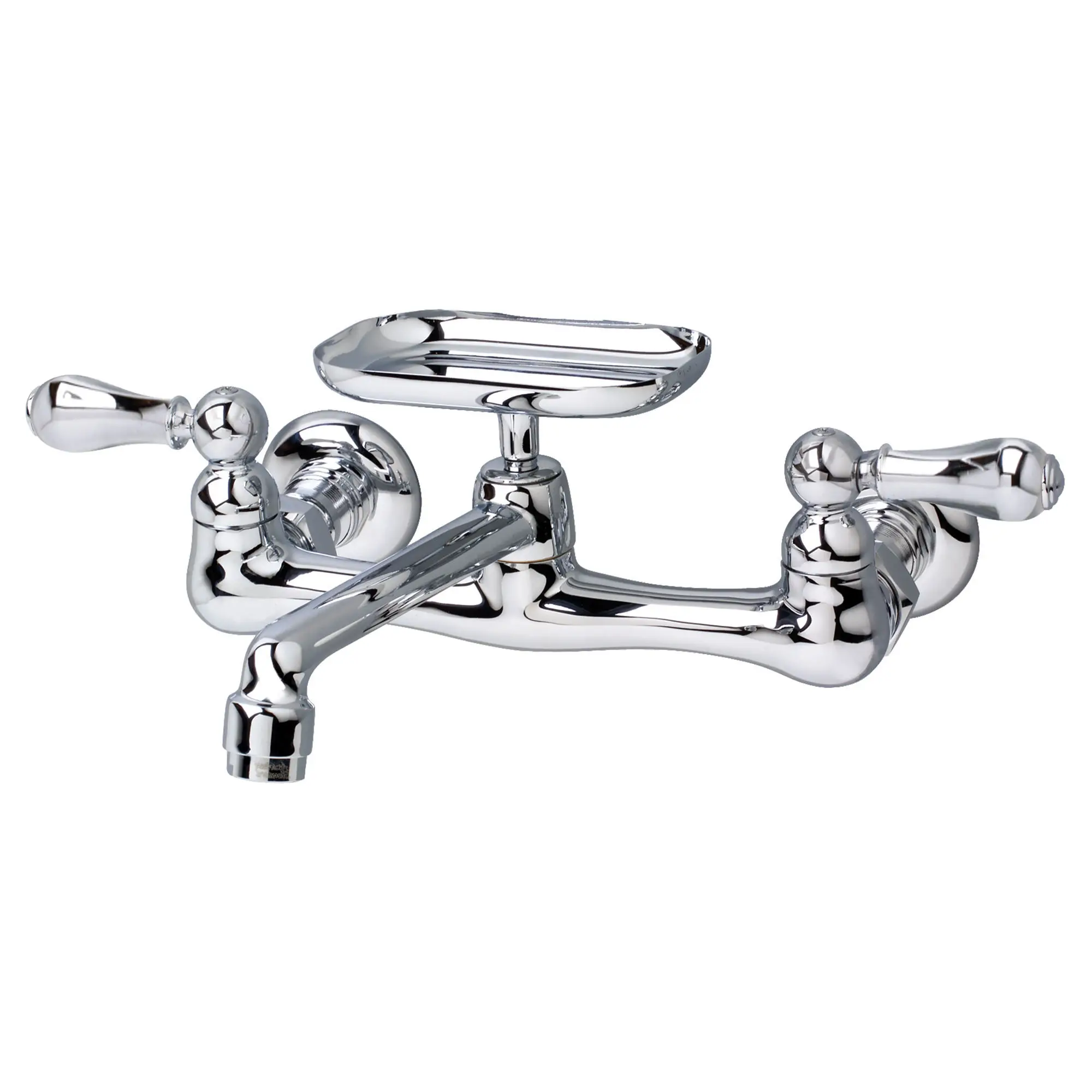 Heritage® Wall Mount Faucet With Cast Spout With Lever Handles and Soap Dish - Image 3