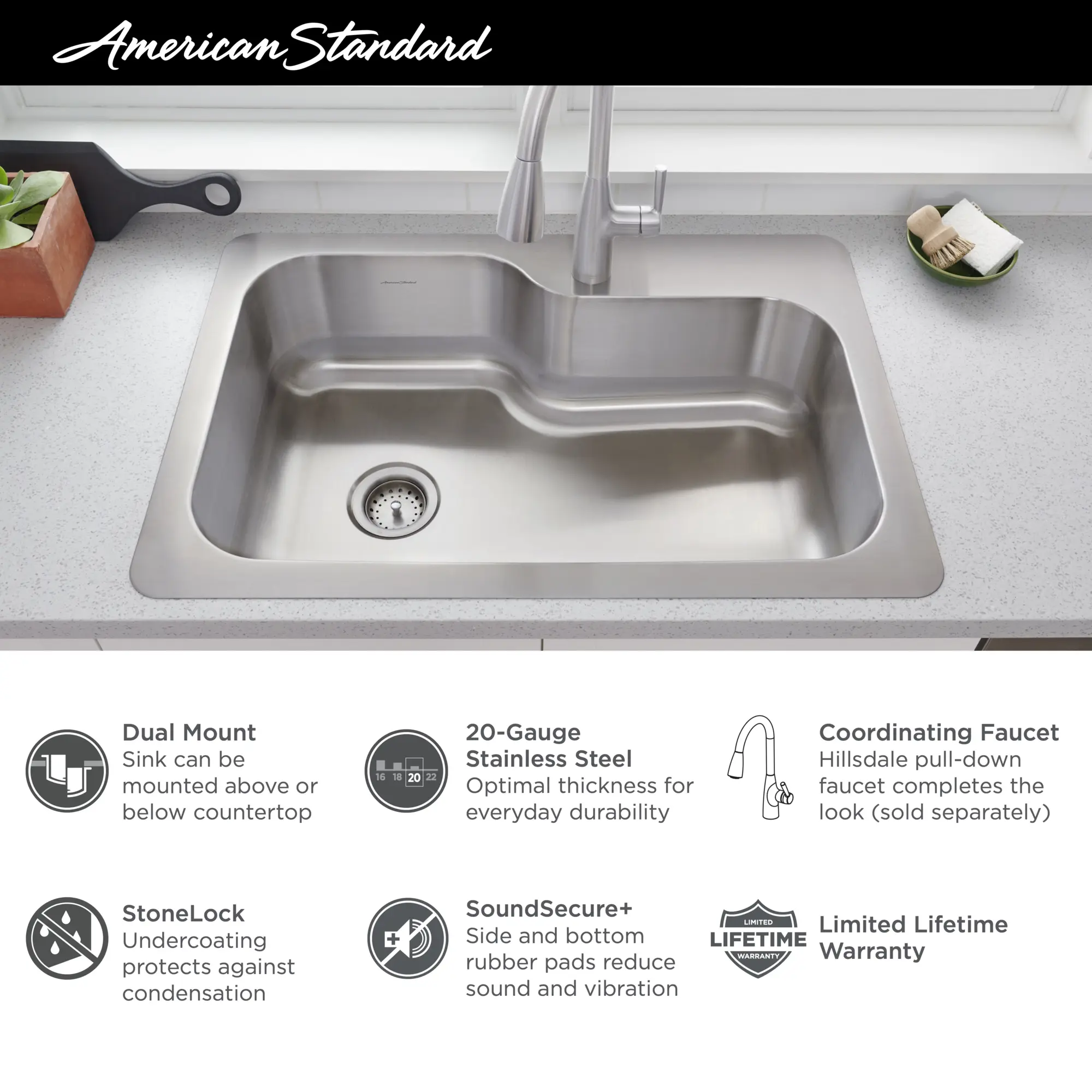 Hillsdale® 33 x 22-Inch Stainless Steel Drop-In or Undermount Single-Bowl Kitchen Sink - Image 12