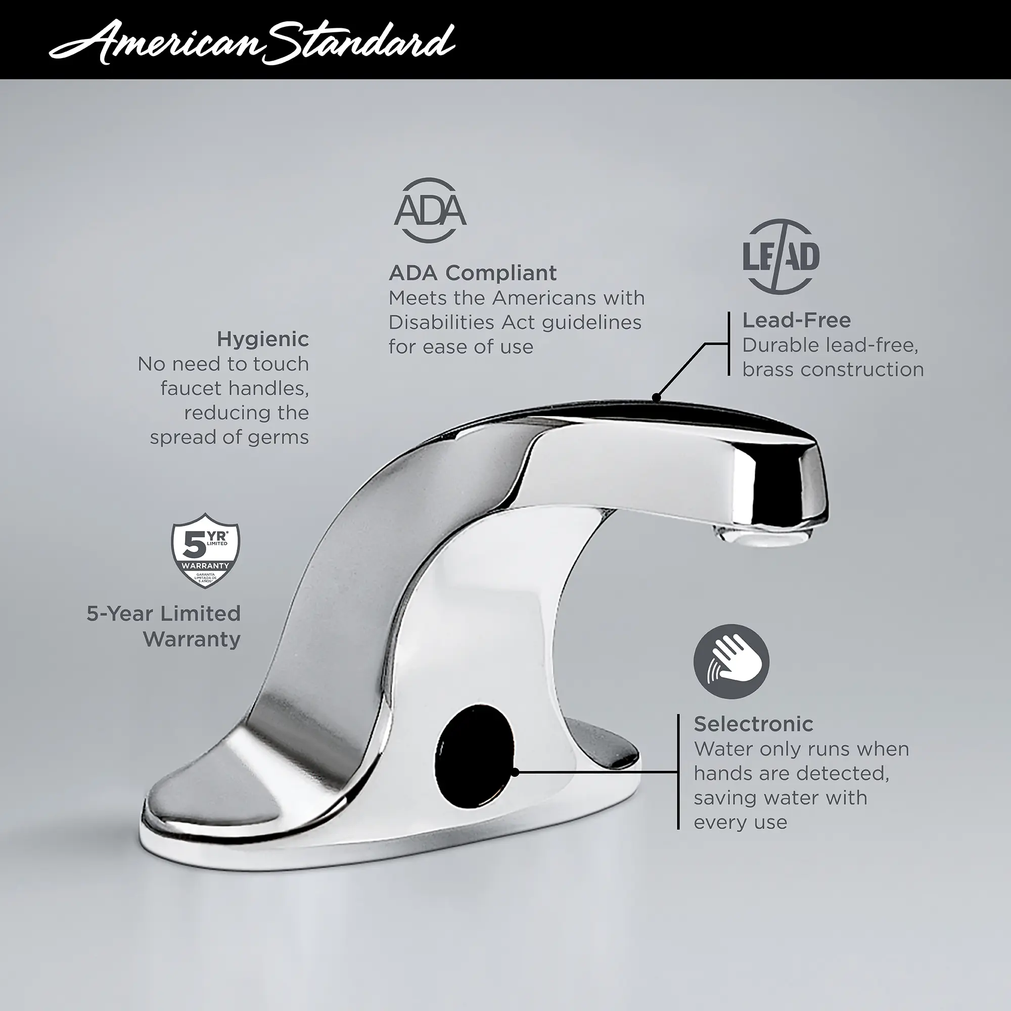 Innsbrook® Selectronic® Touchless Faucet, Battery-Powered, 0.5 gpm/1.9 Lpm - Image 4