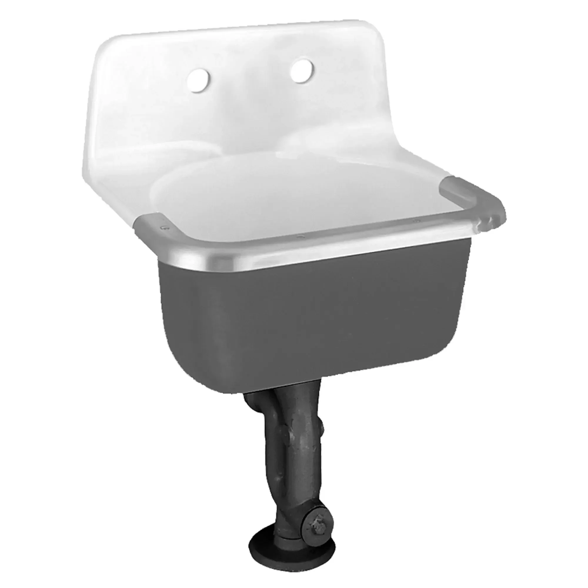 Lakewell® Wall-Hung Cast Iron Service Sink With 8-inch Faucet Holes and Rim Guard