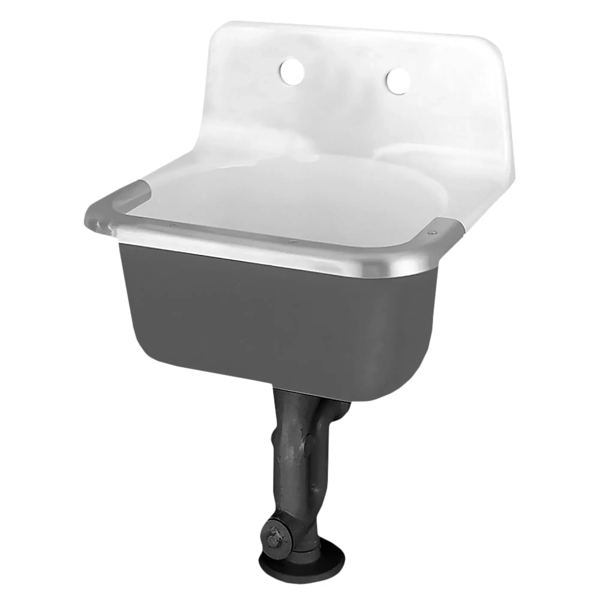 Lakewell® Wall-Hung Cast Iron Service Sink With 8-inch Faucet Holes and Rim Guard - Image 3
