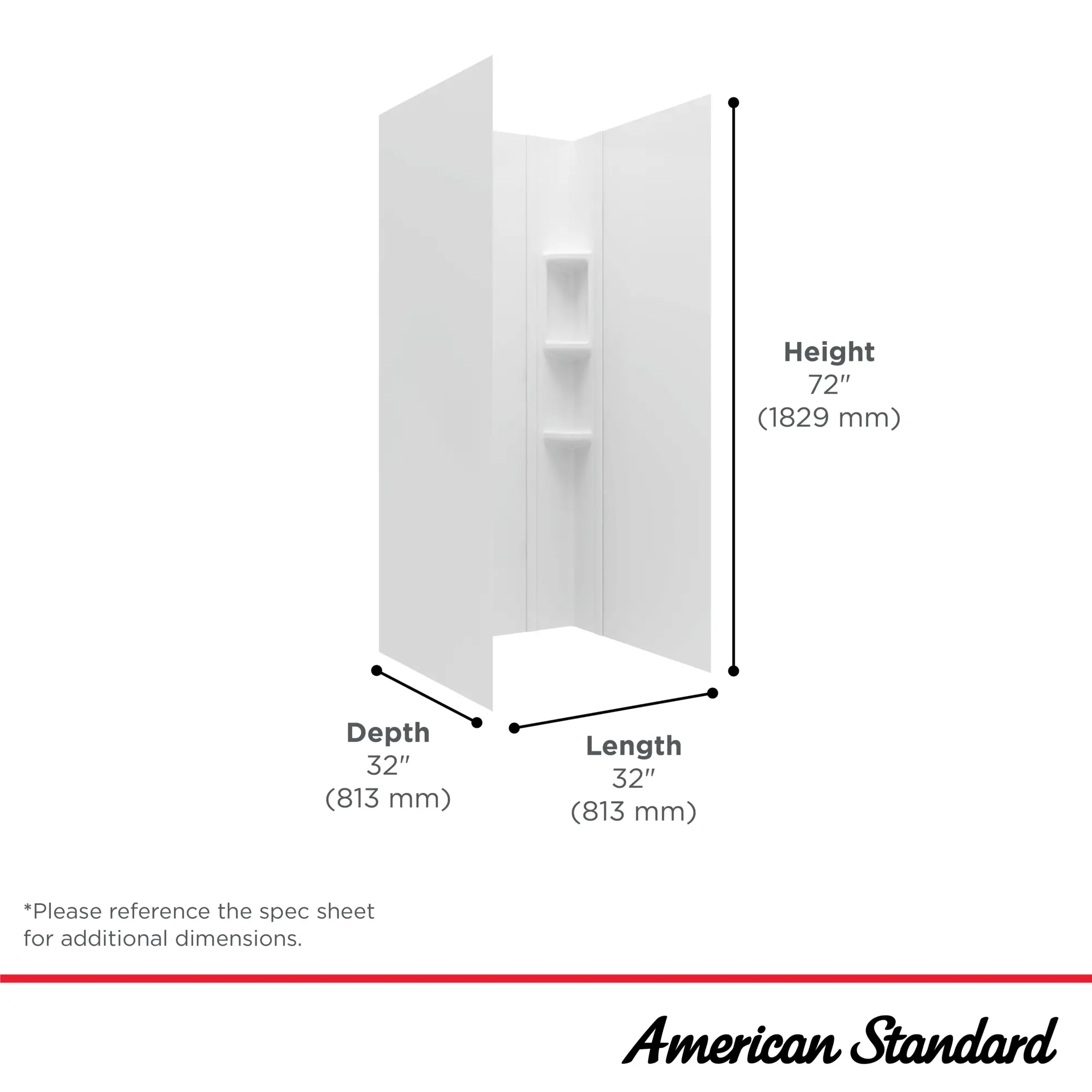 Mainstream 32in x 32in x 72in 4-Piece Glue-Up Alcove Shower Wall Set - Image 21