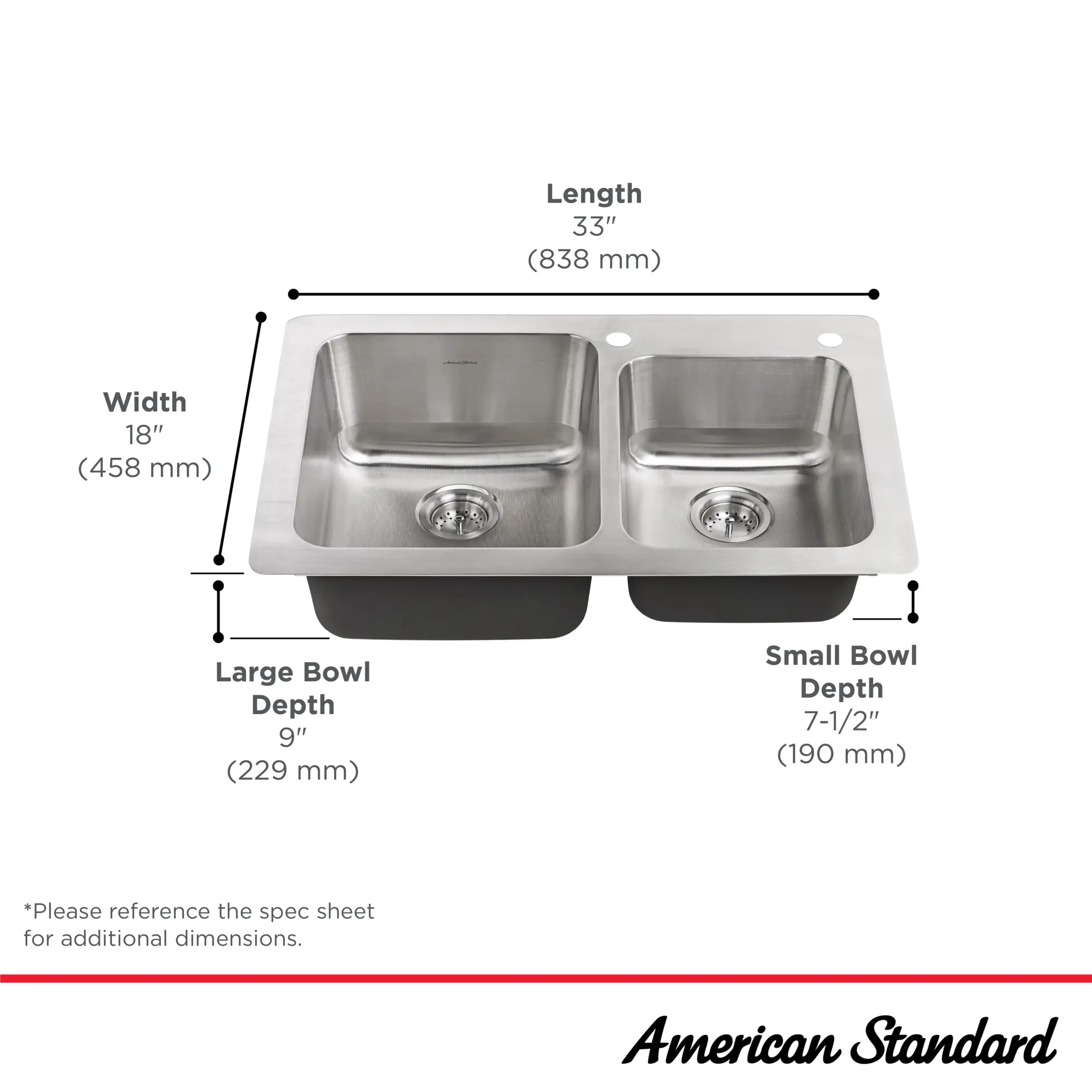 Montvale® 33 x 22-Inch Stainless Steel Double-Bowl Kitchen Sink Kit - Image 9
