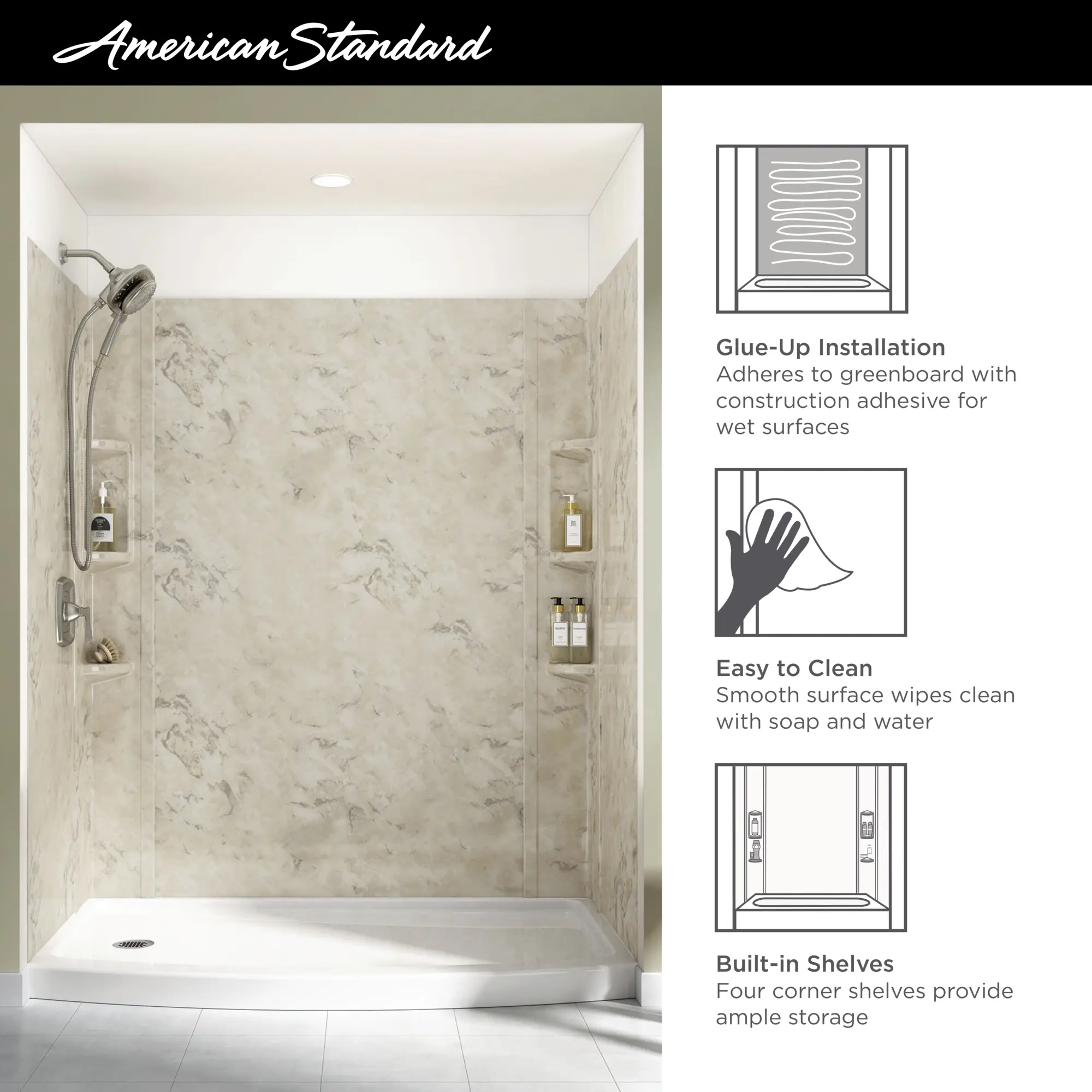 Ovation 60 x 30-Inch Shower Wall Set - Image 49