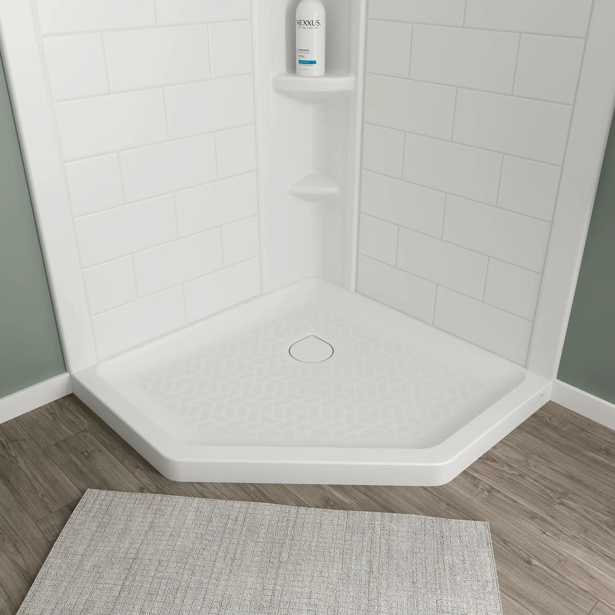 Ovation Curve 38-inch Neo-Angle Base with Center Drain Outlet - Image 4