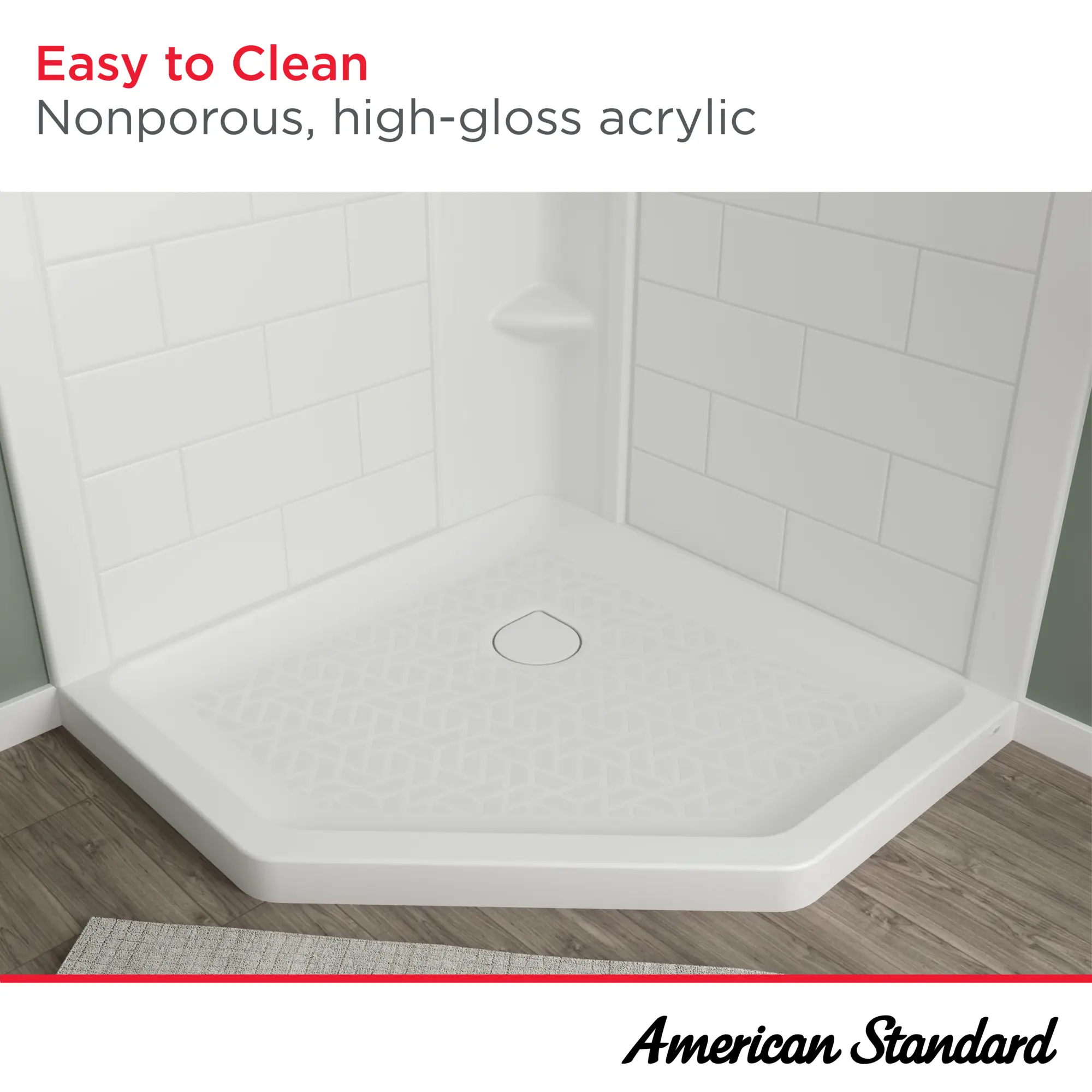 Ovation Curve 38-inch Neo-Angle Base with Center Drain Outlet - Image 8