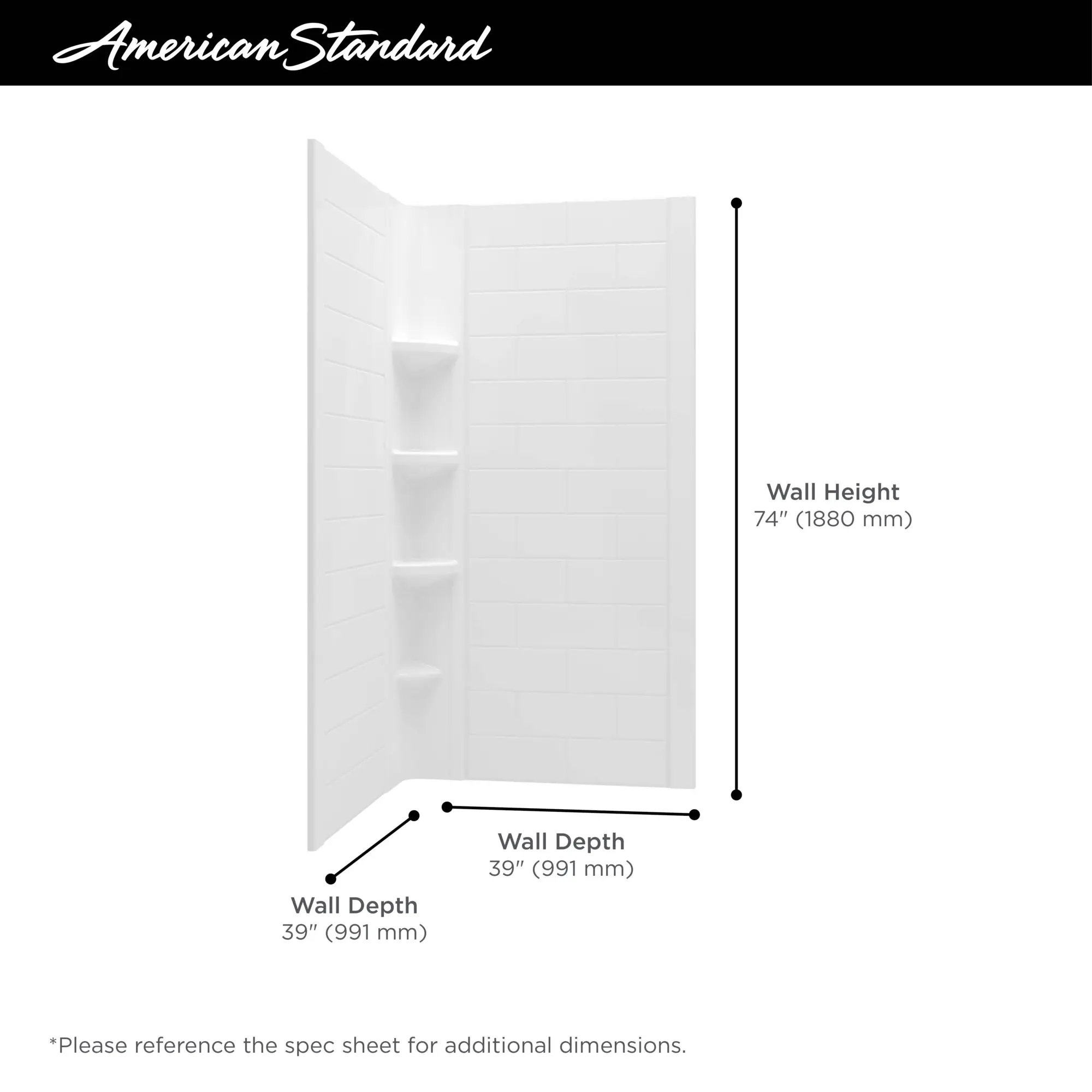 OVATION CURVE 38X74 2PC SUBWAY SHOWER WALLS - Image 9
