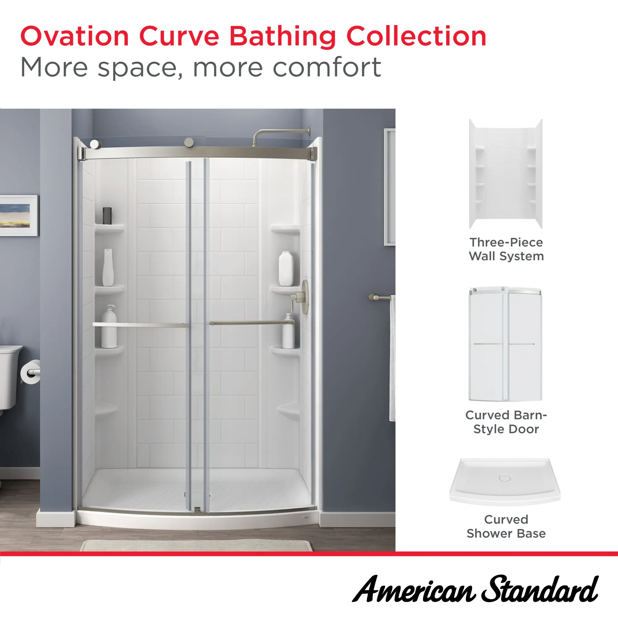 Ovation Curve 48x30-inch Curved Shower Base with Center Drain Outlet - Image 13