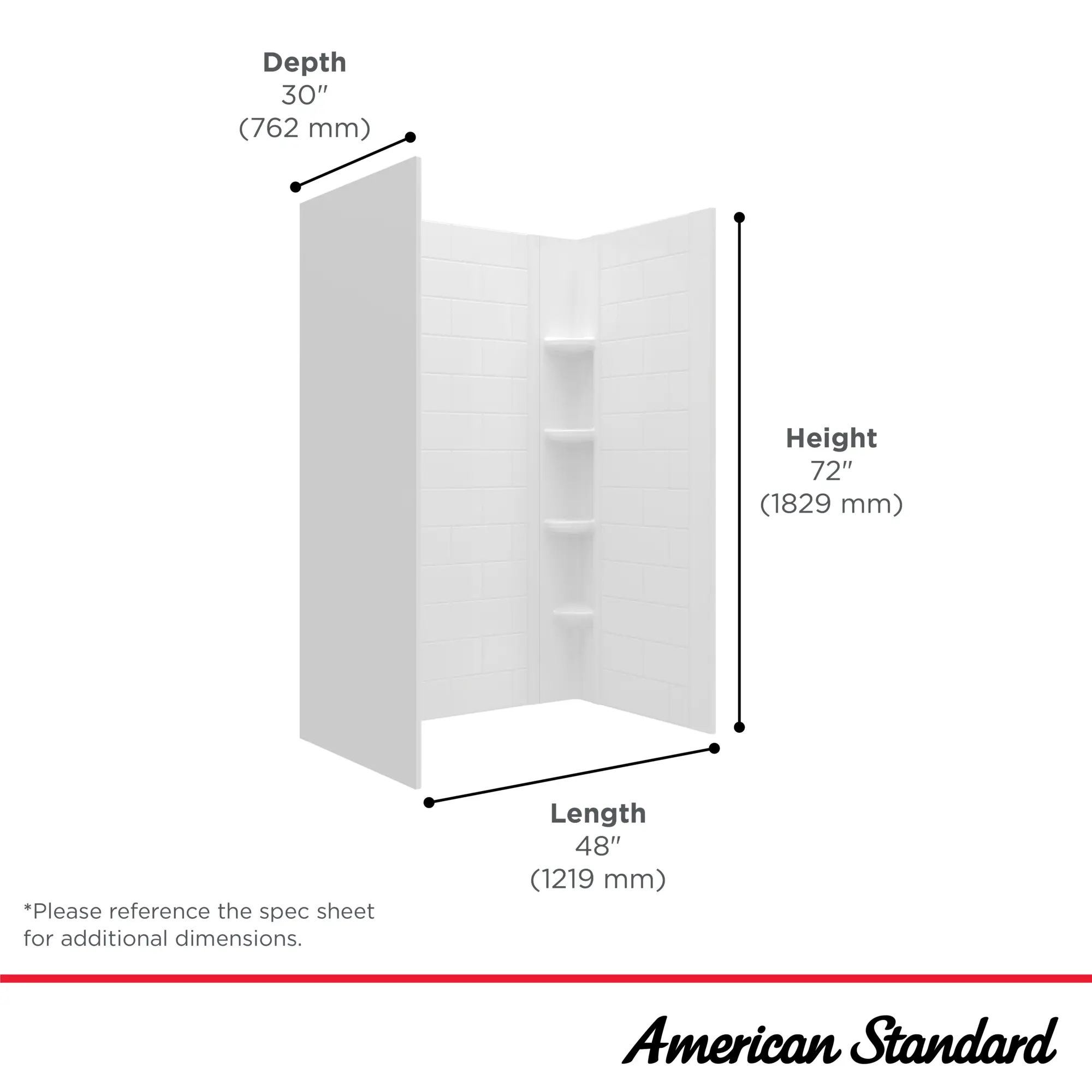 OVATION CURVE 48X72 3-PC SUBWAY SHOWER WALLS - Image 10