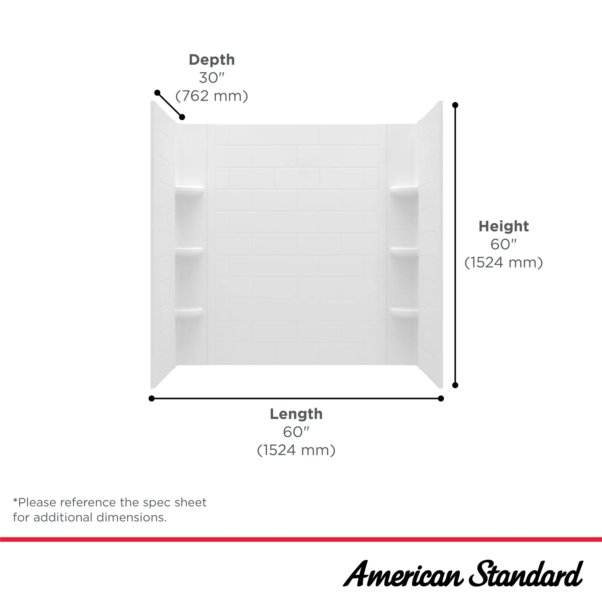 OVATION CURVE 60X60 LG SUBWAY PATTERN TUB WALLS - Image 9